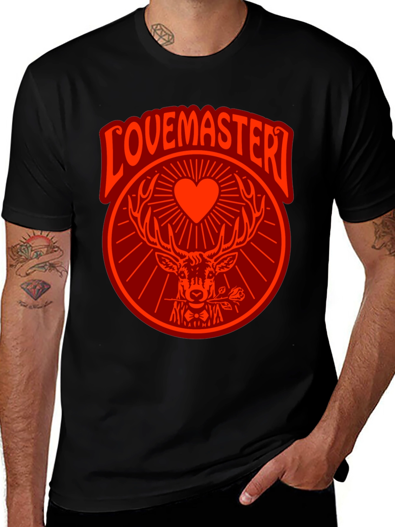 Variant 19 of Lovemaster Deer Graphic Tee - Black T-Shirt