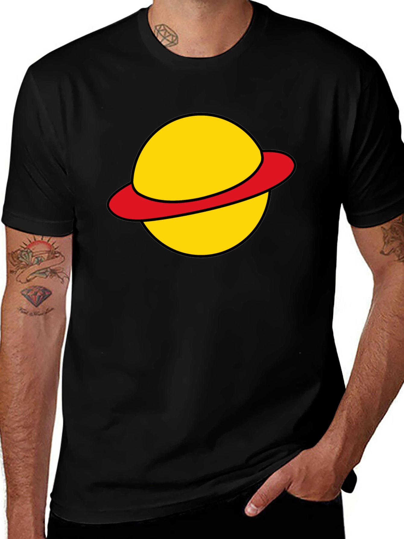 Variant 23 of Retro Saturn Graphic T-Shirt - Black