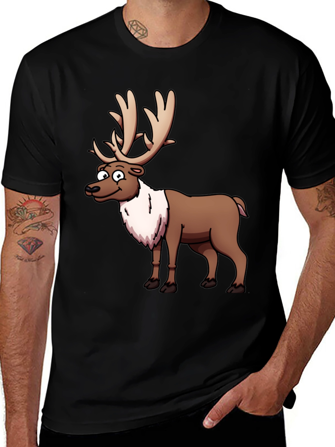 Variant 2 of Reindeer Graphic T-Shirt - Festive Casual Wear