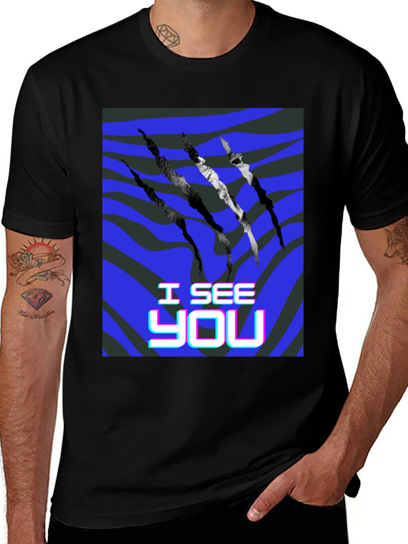 Variant 3 of I See You Graphic Print Black T-Shirt