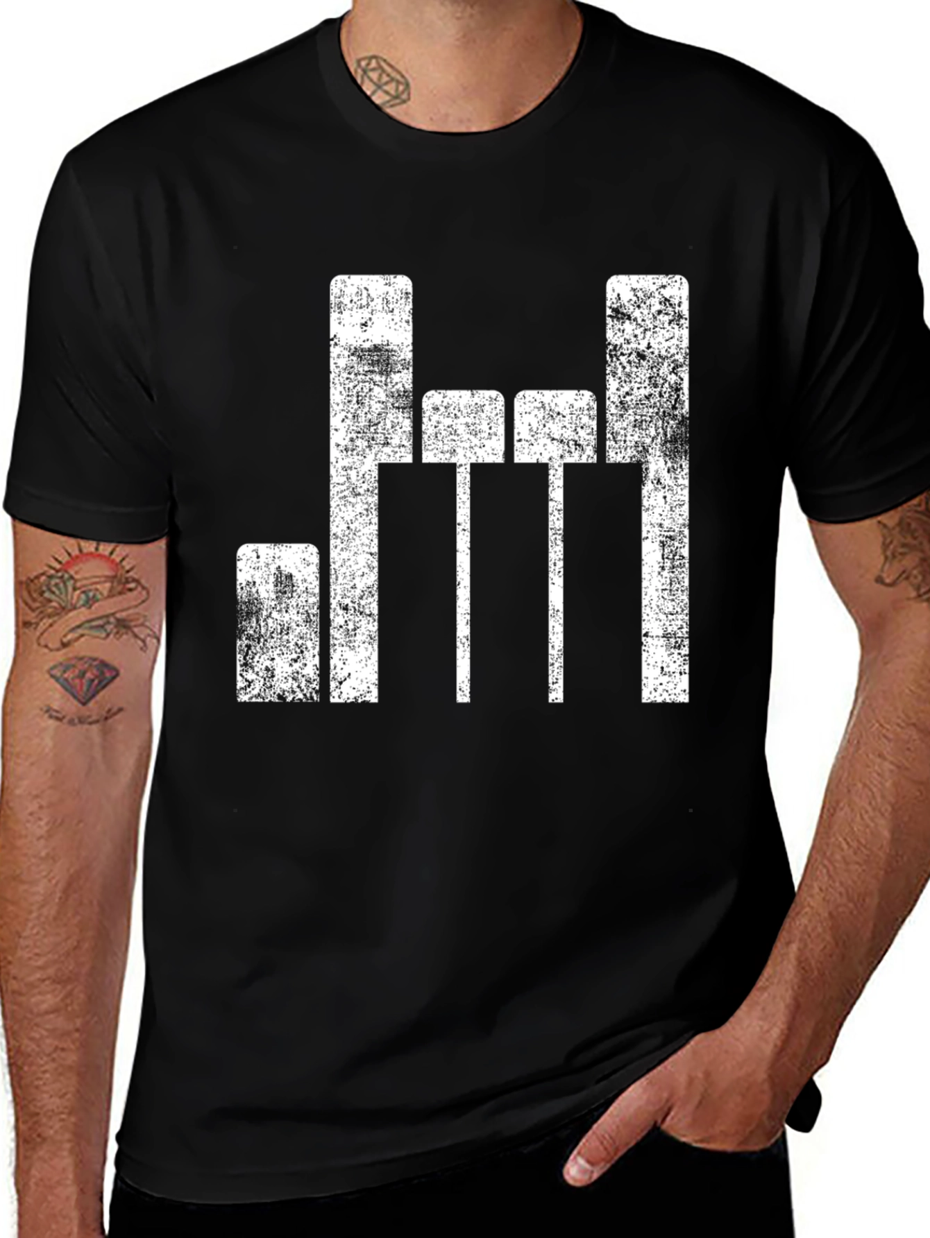 Variant 12 of Distressed Equalizer Graphic T-Shirt