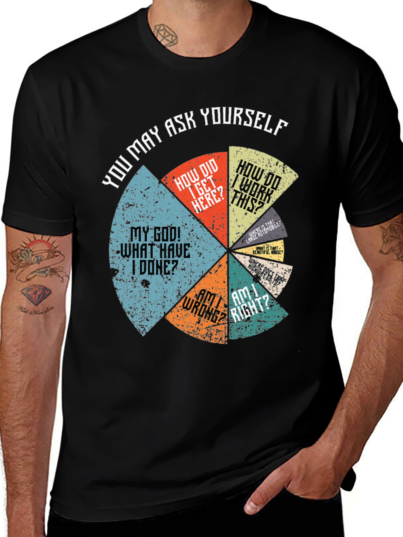 Variant 12 of Humorous Pie Chart T-Shirt - Existential Questions