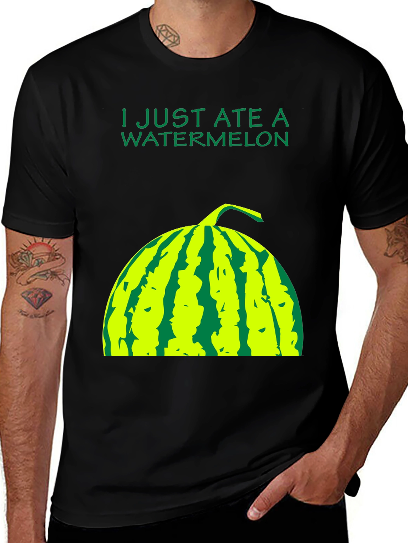 Variant 18 of Watermelon Graphic T-Shirt - Black Cotton Tee