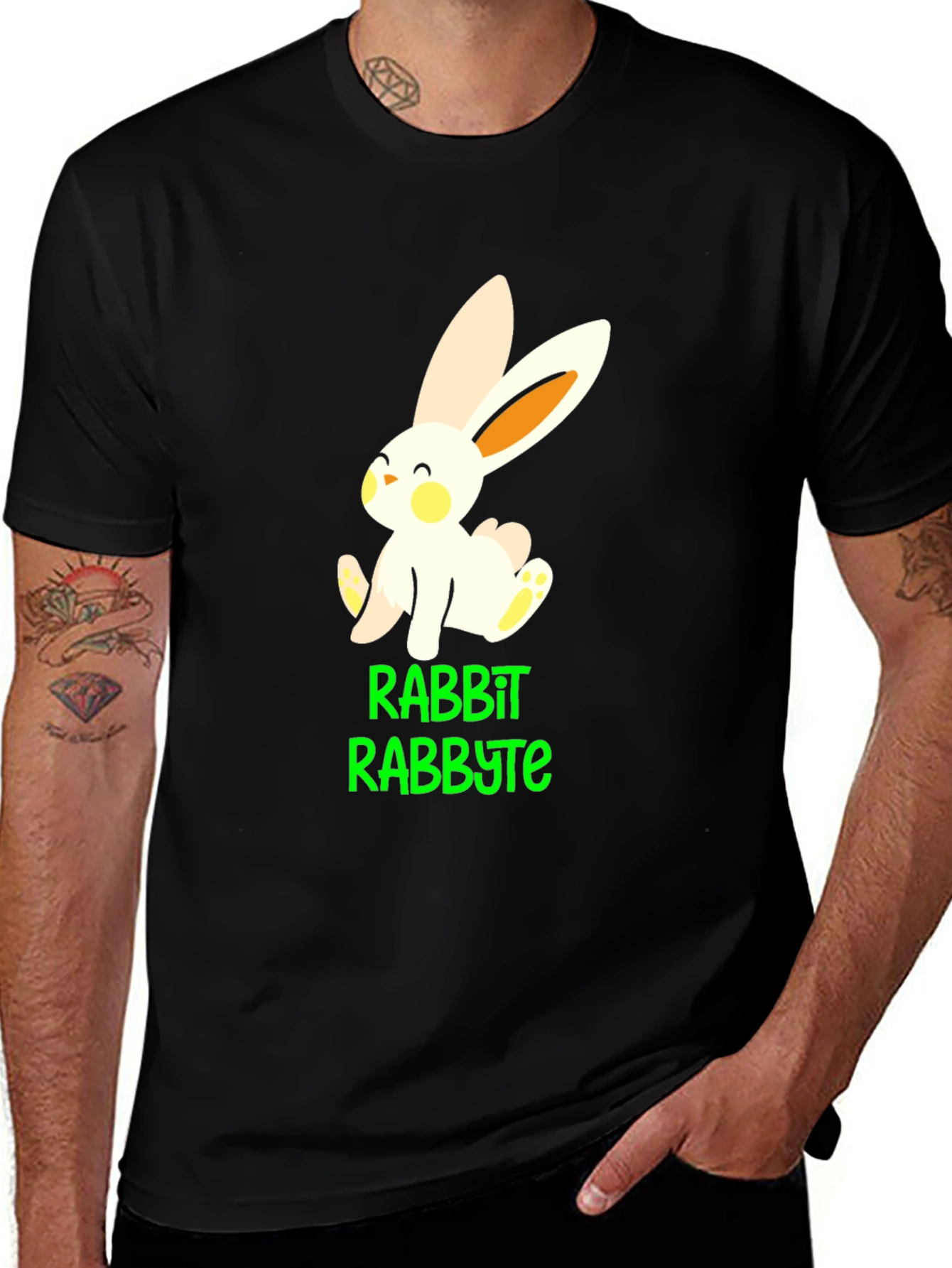 Variant 11 of Rabbit Graphic Tee - Soft Cotton Black Shirt