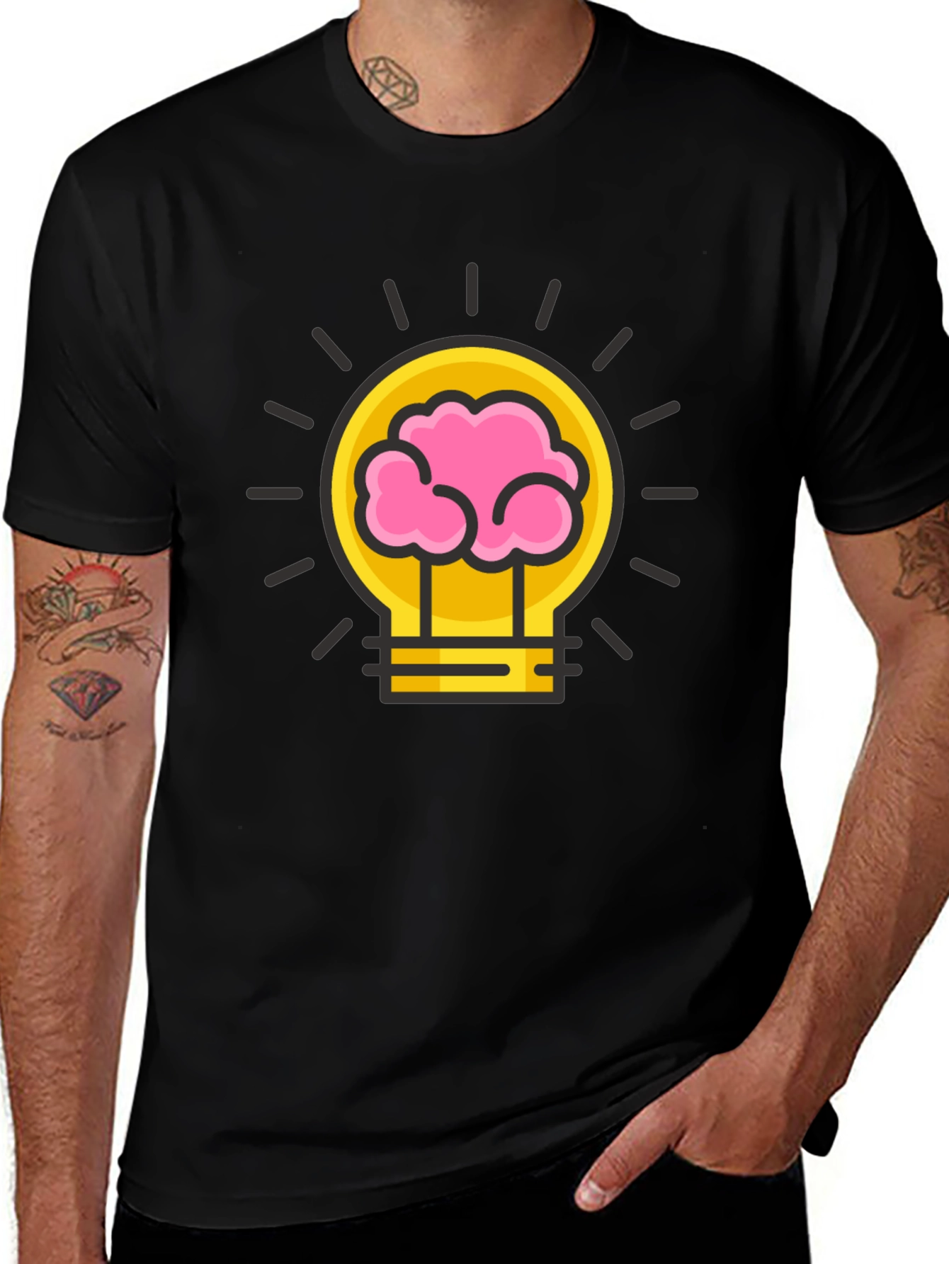 Variant 23 of Brain Light Bulb Graphic Tee - Smart Idea T-Shirt