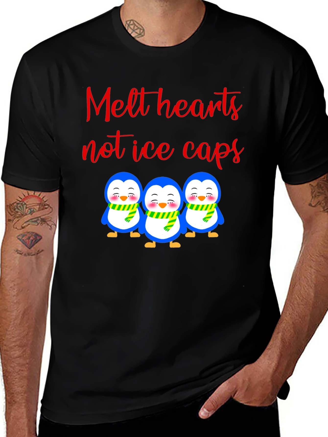Black Melt Hearts Penguin T-Shirt main image