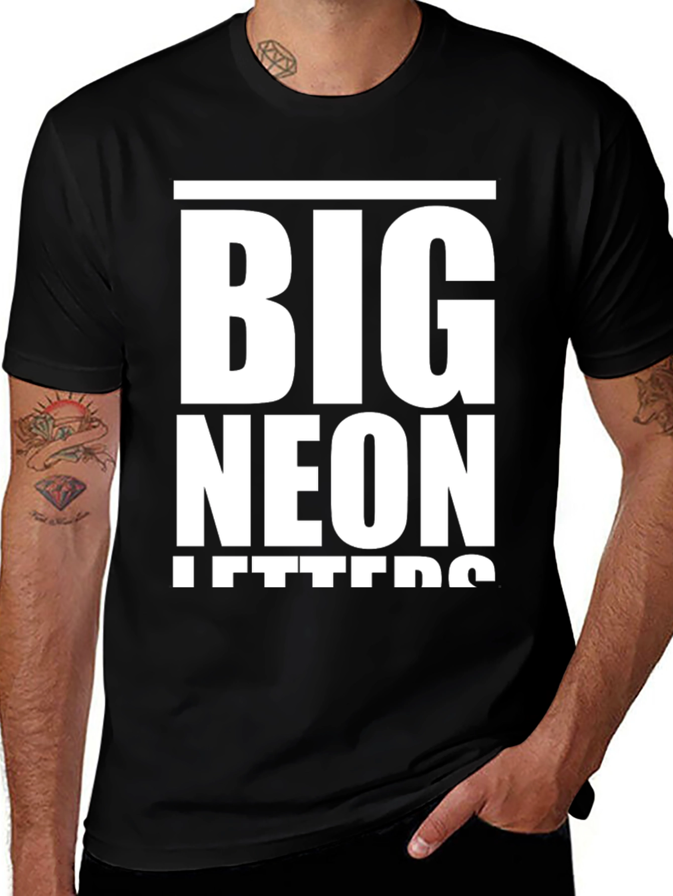 Variant 11 of Big Neon Letters Graphic Tee - Bold Statement Shirt