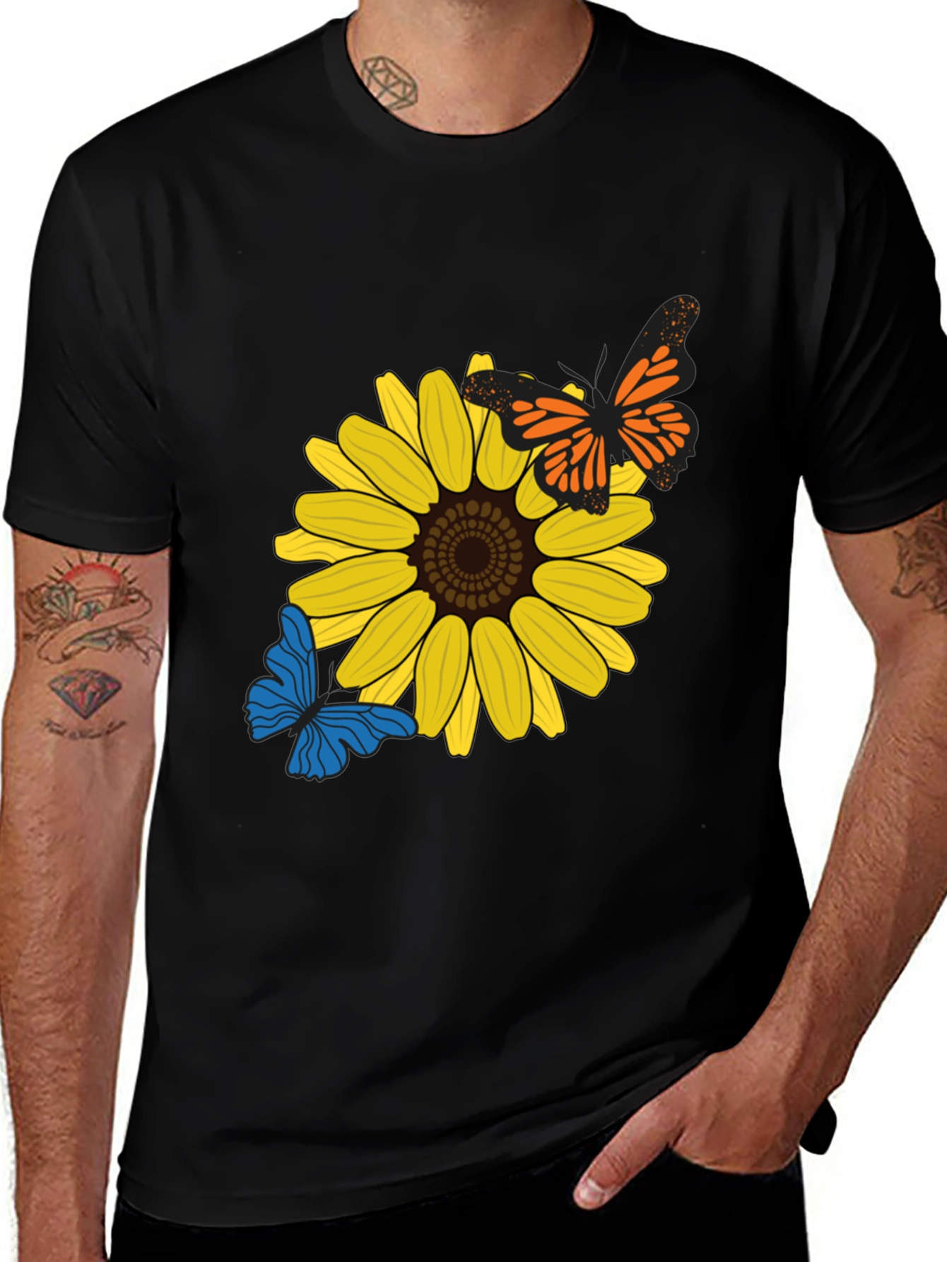 Variant 27 of Sunflower and Butterfly Graphic T-Shirt