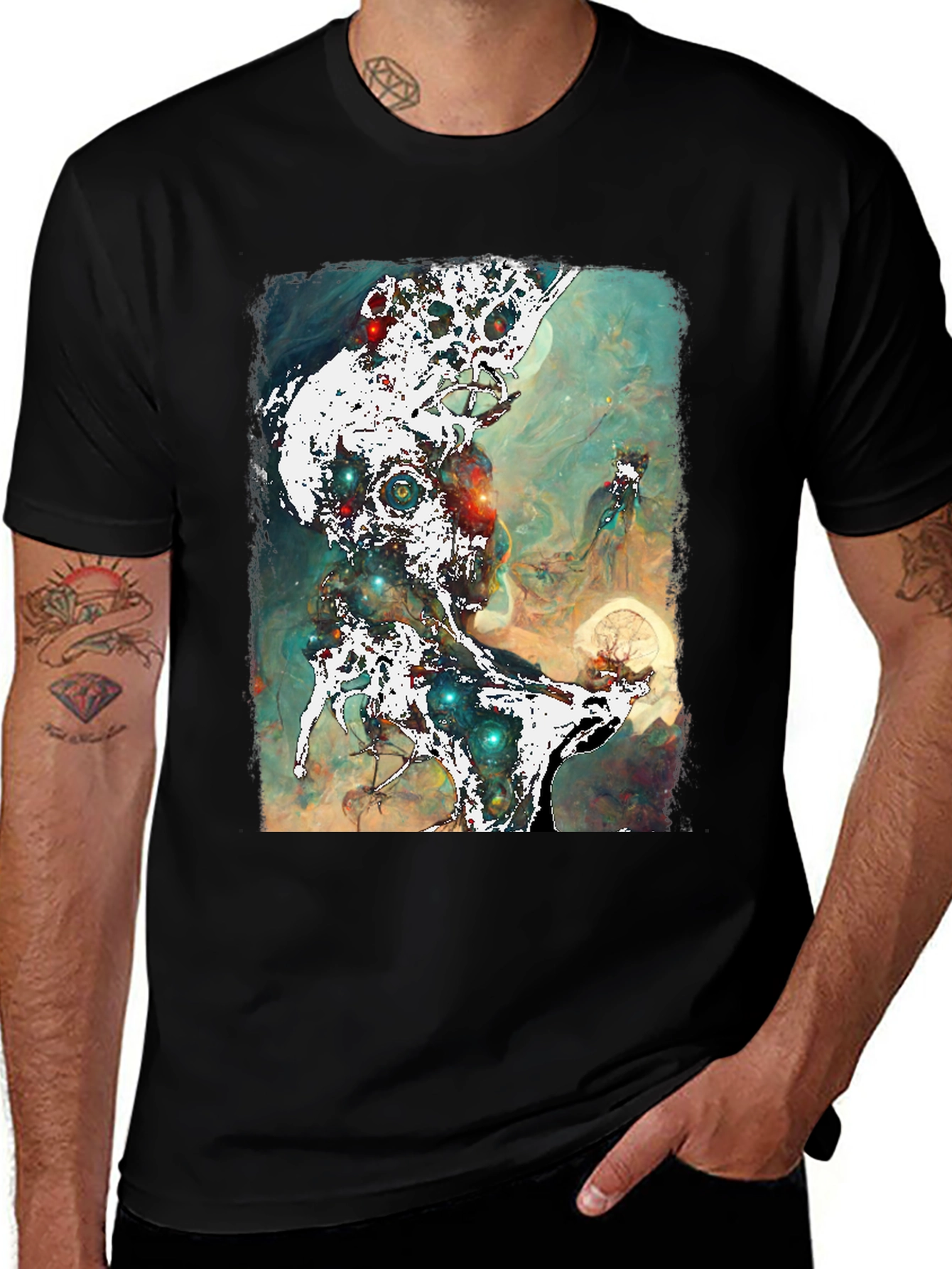 Variant 4 of Abstract Graphic Print Men's Black T-Shirt