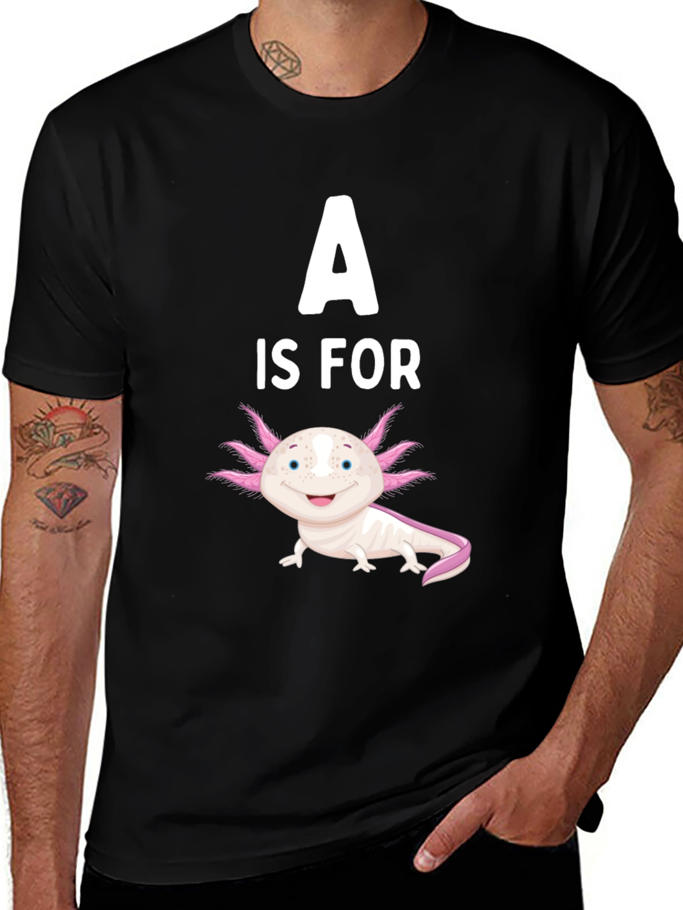 Black A is for Axolotl Black T-Shirt main image