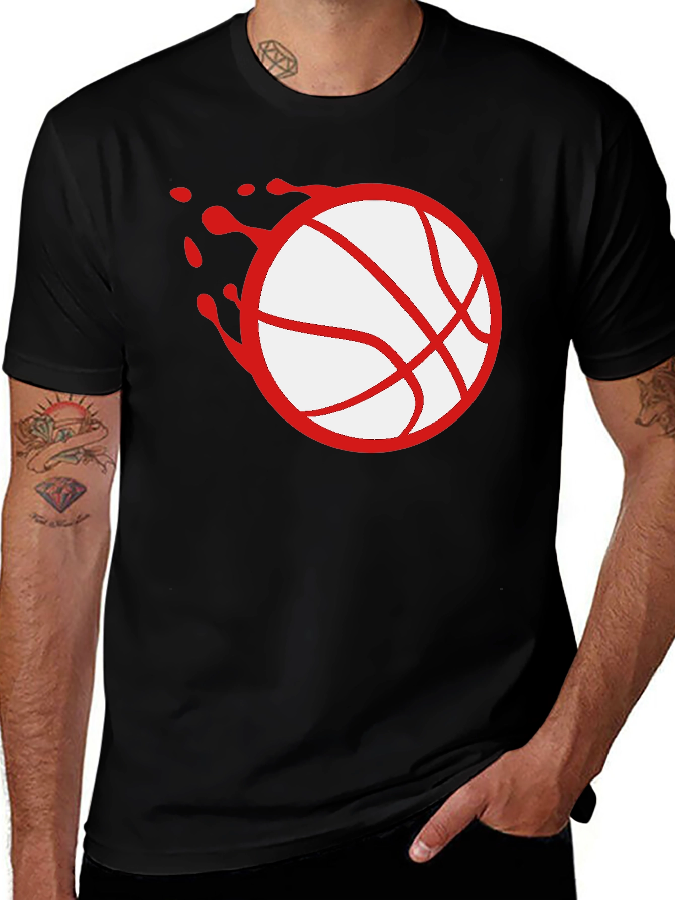 Variant 27 of Basketball Splash Graphic Tee - Black