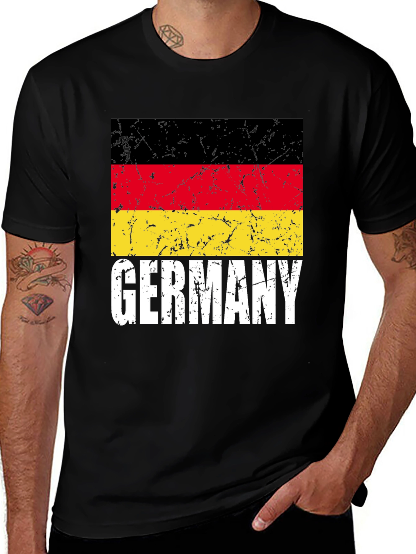 Germany Flag Graphic Tee - Black Cotton T-Shirt