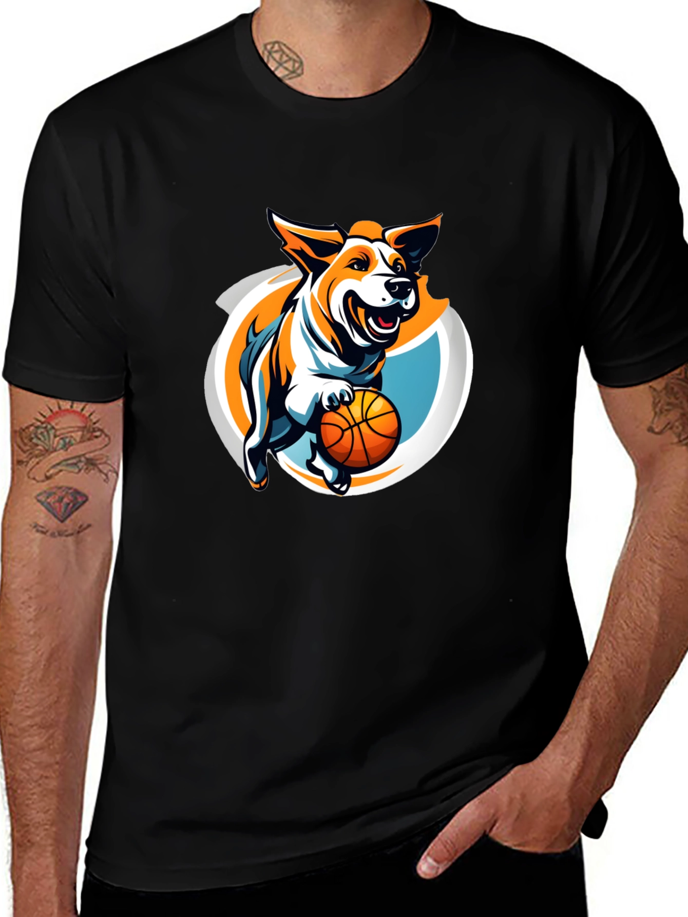 Variant 18 of Dog Playing Basketball Graphic T-Shirt