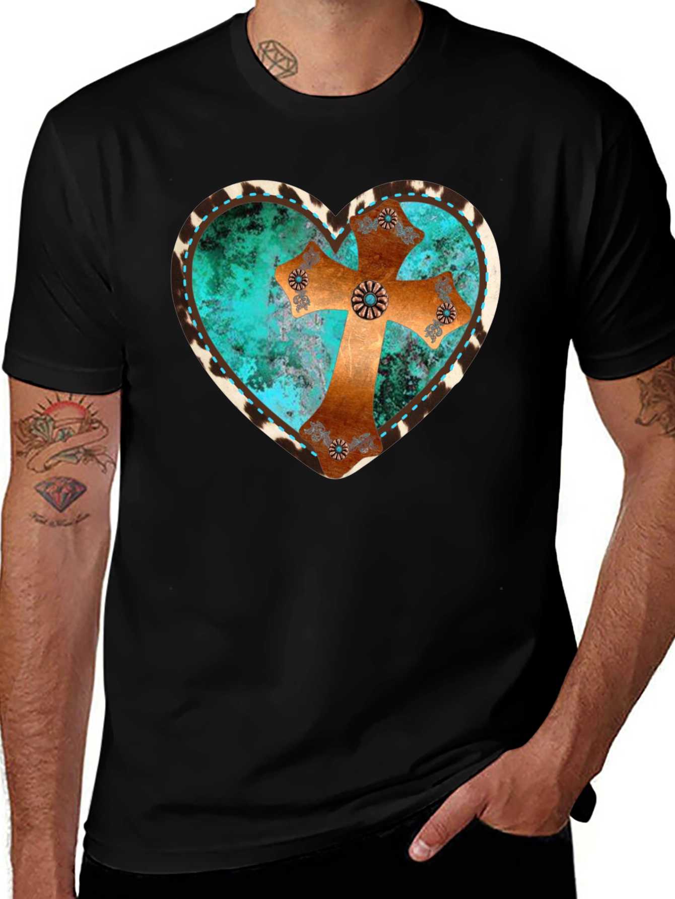 Rustic Heart Cross Graphic Tee