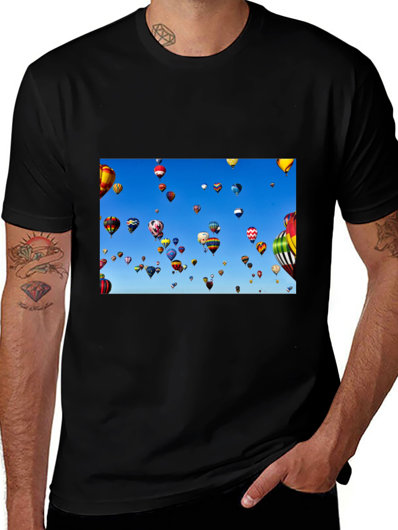 Variant 28 of Hot Air Balloon Sky Black Tee