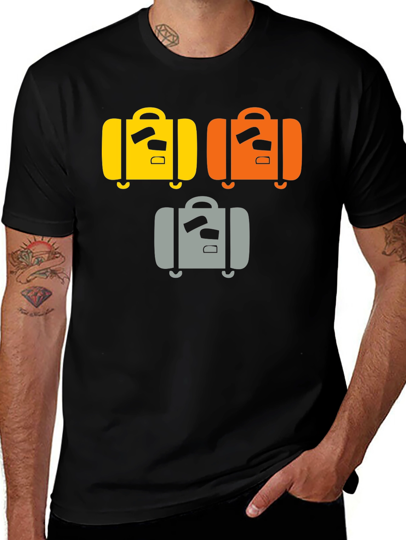 Variant 15 of Suitcase Graphic Tee - Black Cotton T-Shirt