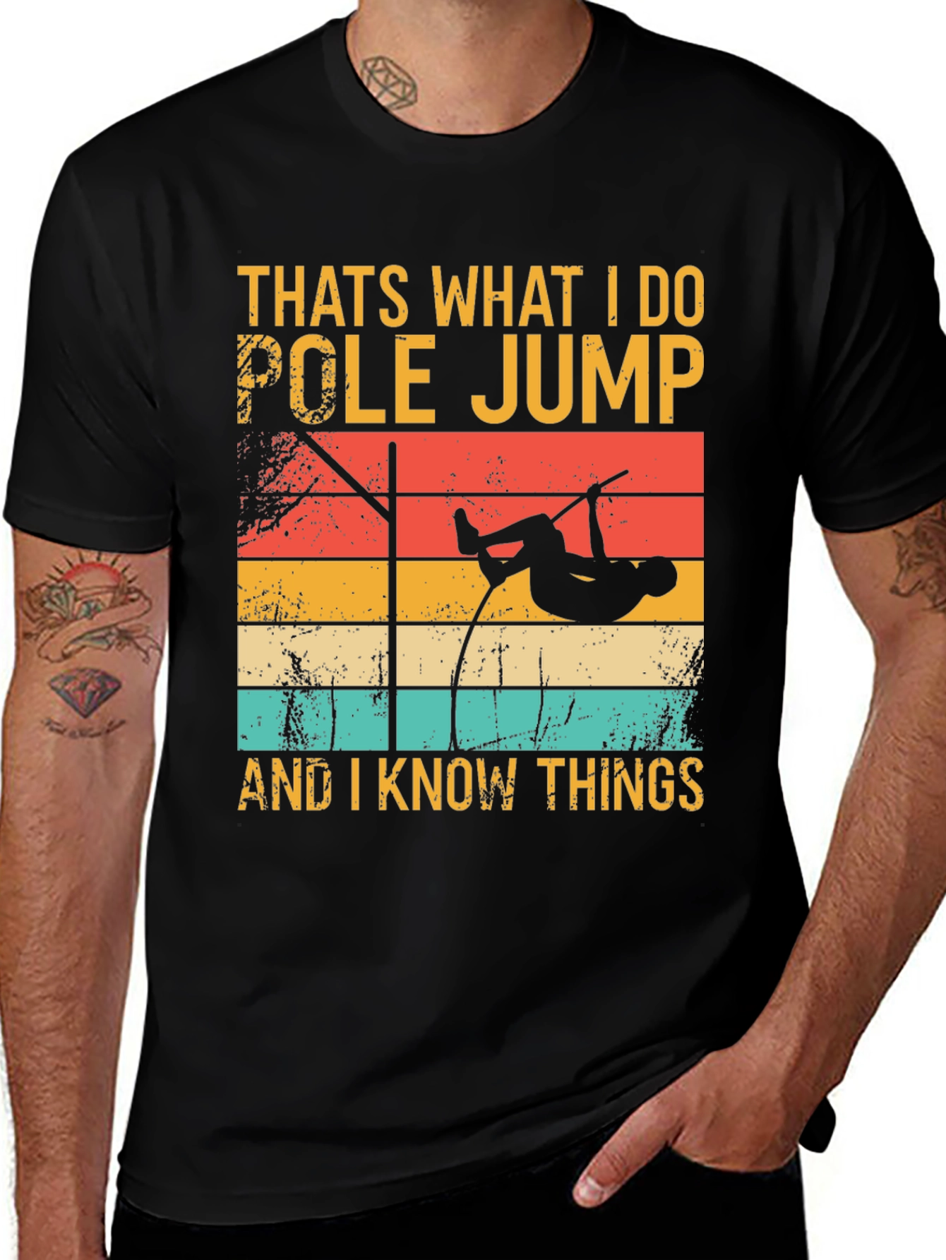 Variant 8 of Pole Jump T-Shirt: I Do Pole Jump and I Know Things Retro Style