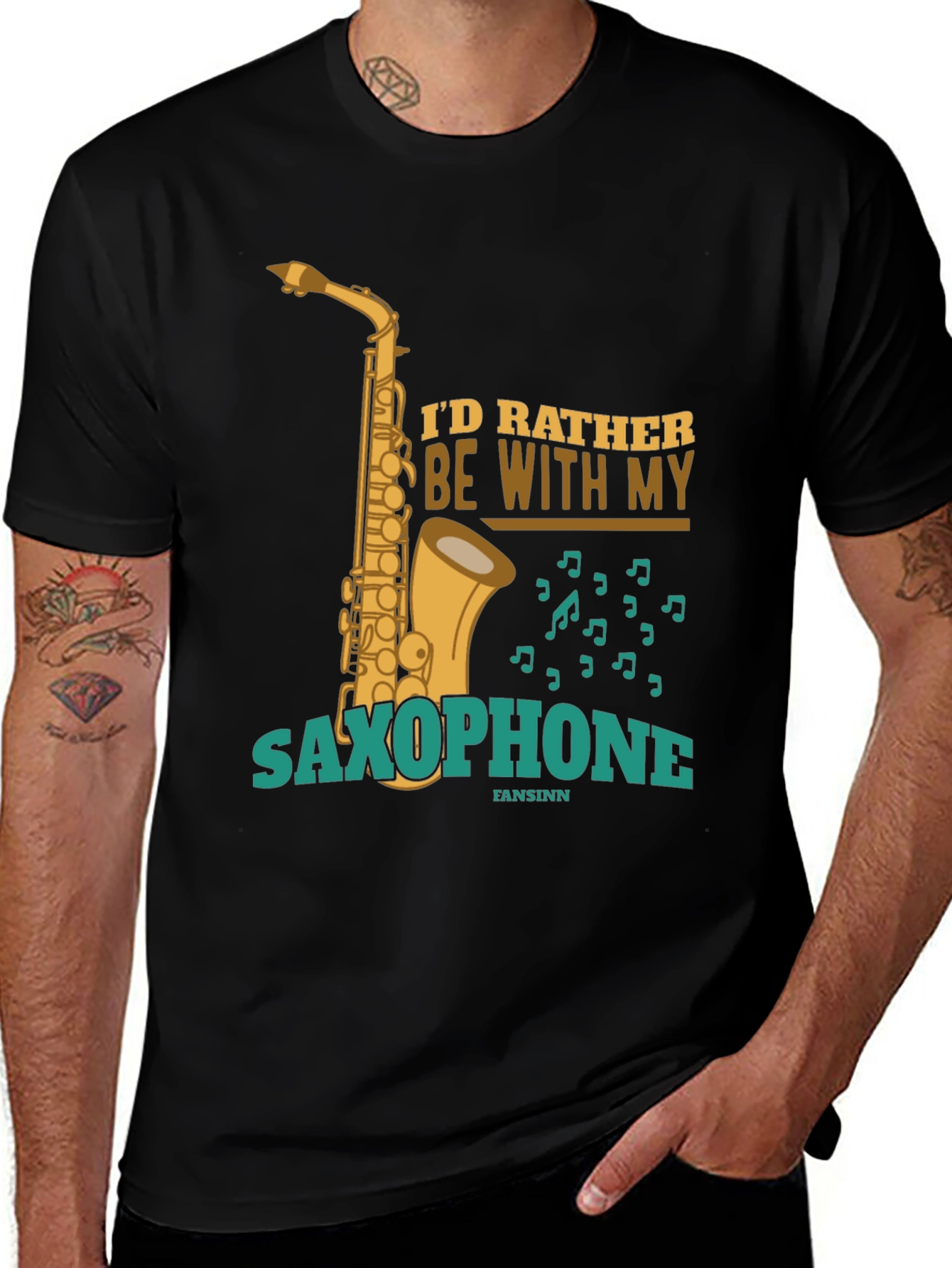 Variant 6 of Saxophone Lover Graphic Tee - I'd Rather Be With My Saxophone