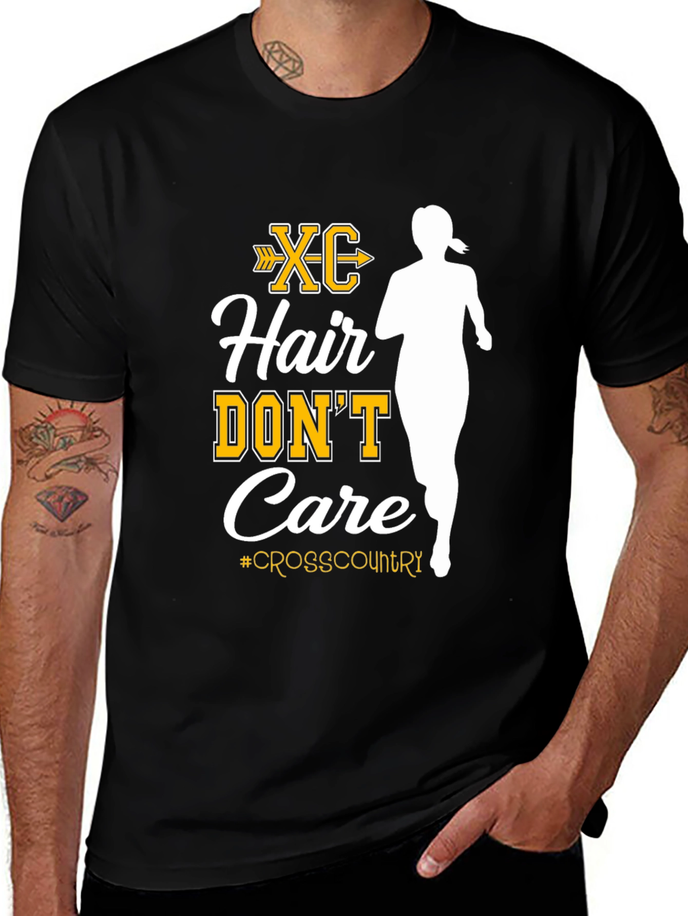 Variant 18 of XC Hair Don't Care Cross Country Runner T-Shirt