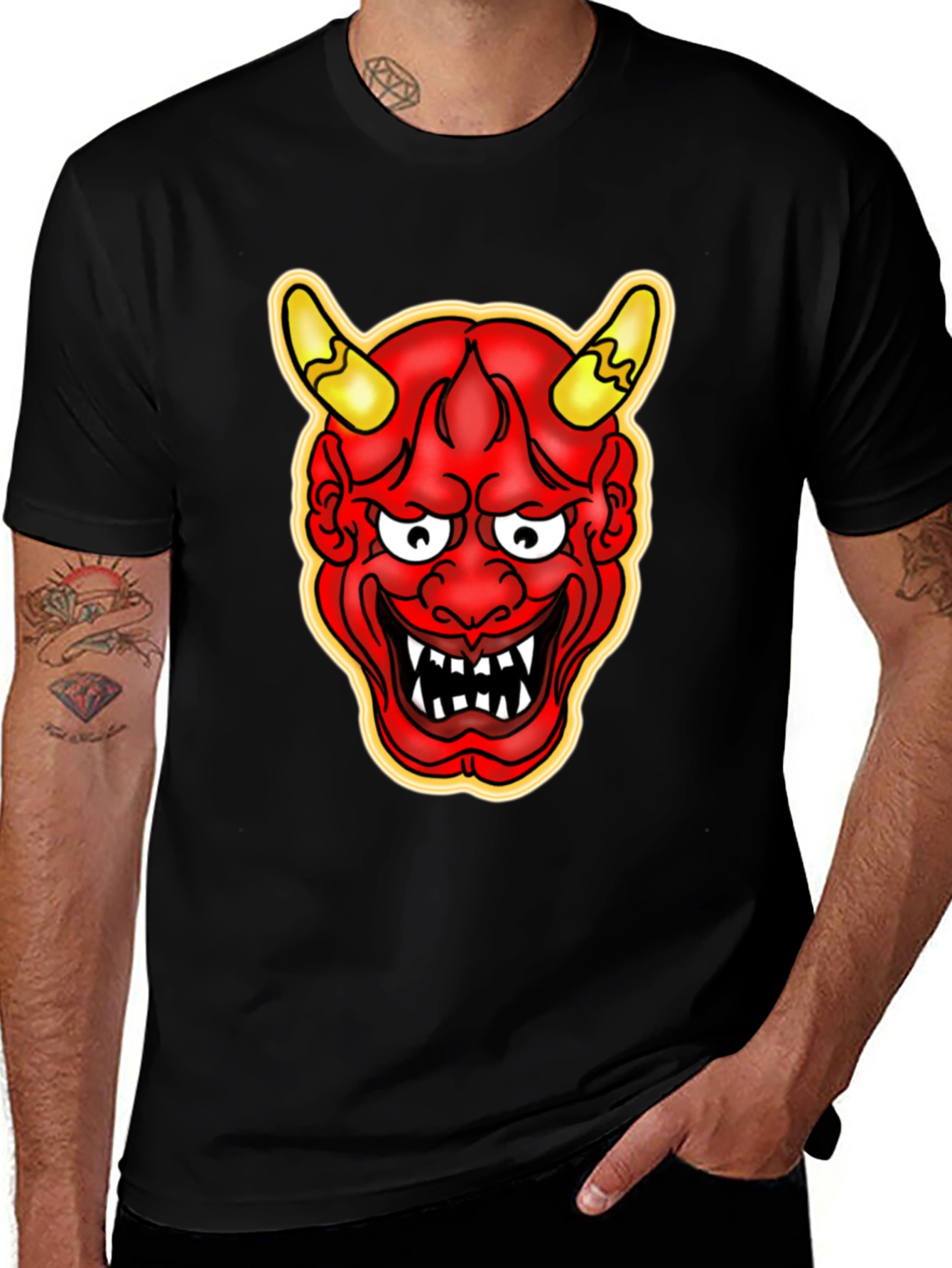 Variant 20 of Hannya Oni Mask Graphic Tee - Japanese Demon T-Shirt
