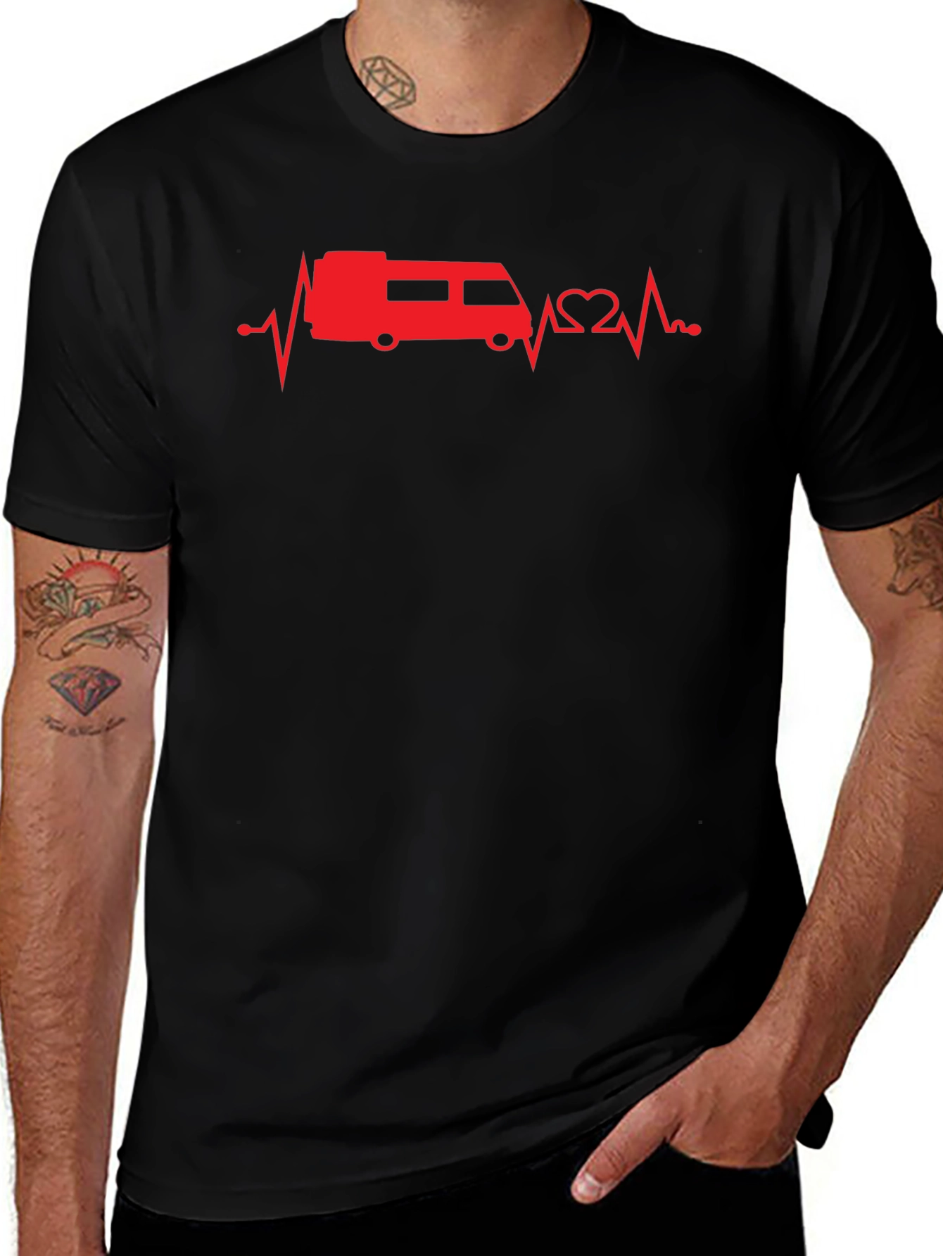 Variant 9 of RV Heartbeat T-Shirt - Camping Lover Tee