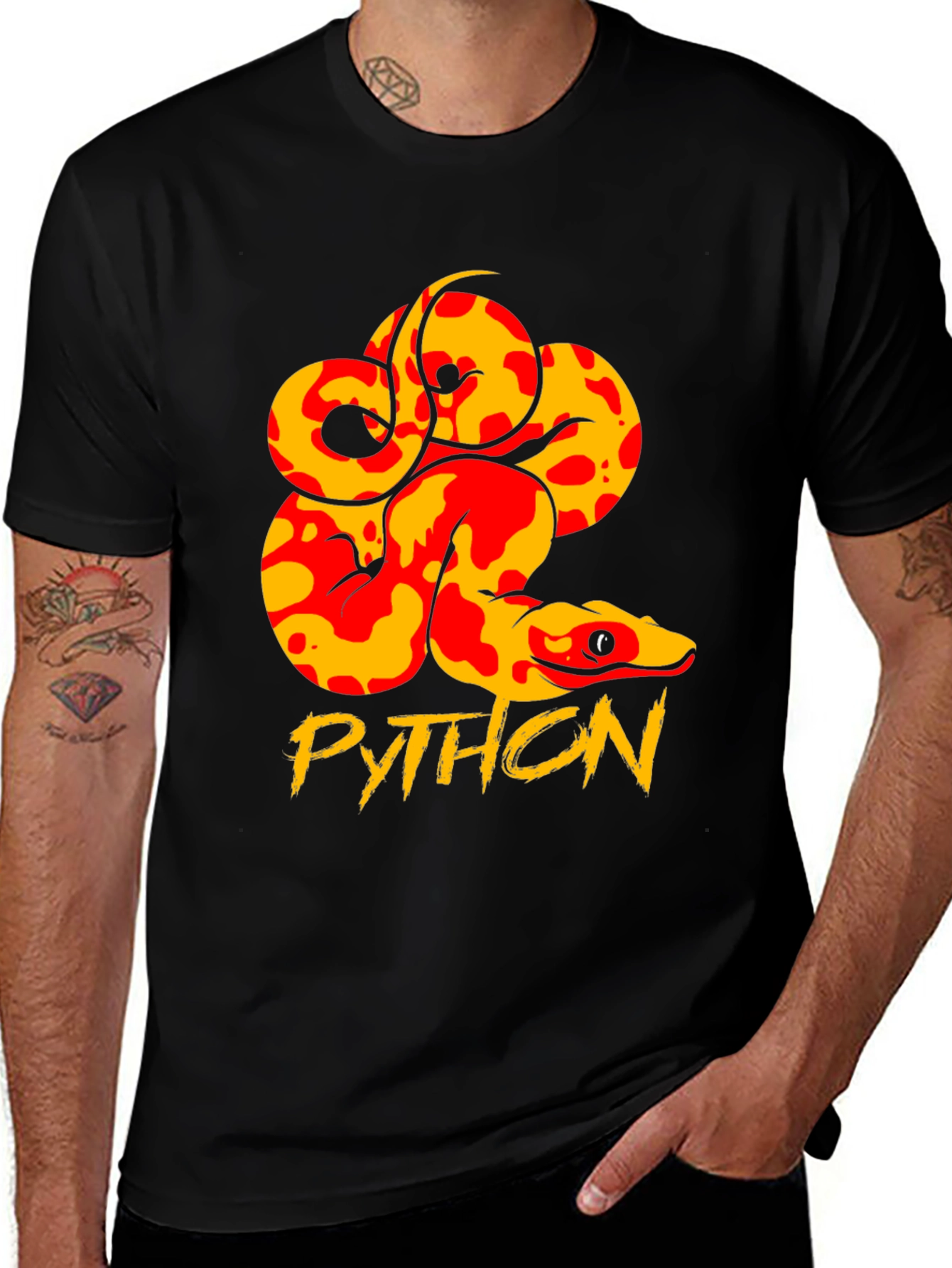 Variant 28 of Python Snake Graphic Black T-Shirt