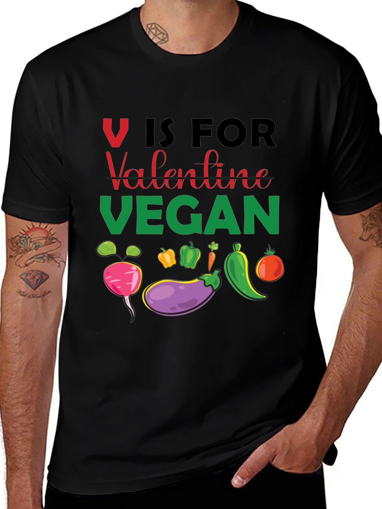 Variant 23 of Vegan Valentine T-Shirt - V is for Vegan