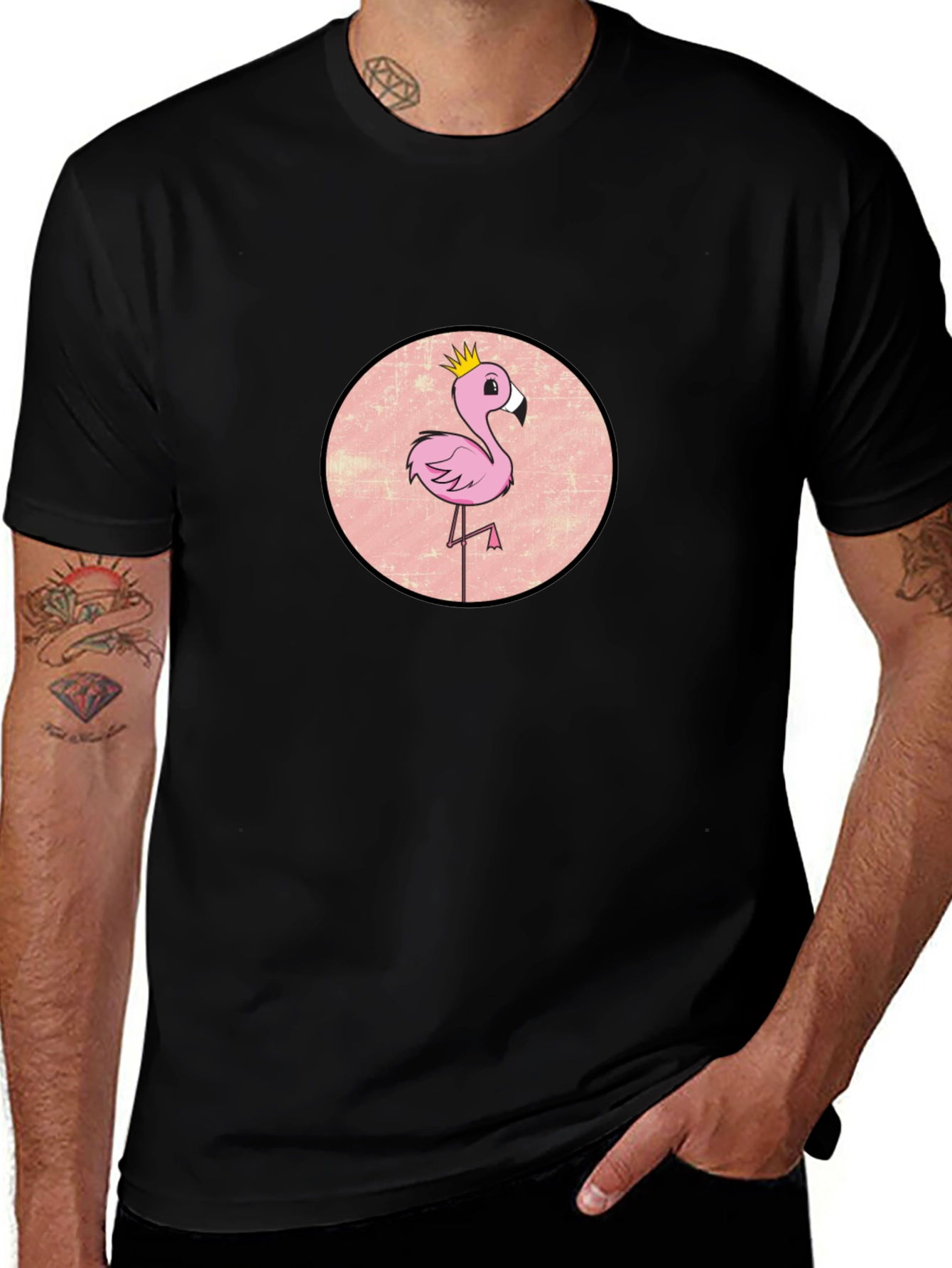 Variant 27 of Flamingo King Graphic Tee - Black