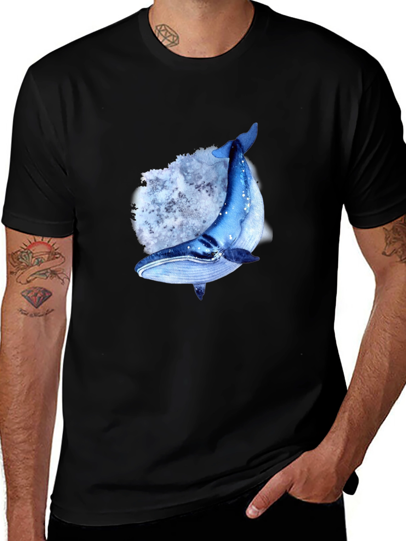 Variant 16 of Whale Graphic T-Shirt - Men's Black Tee