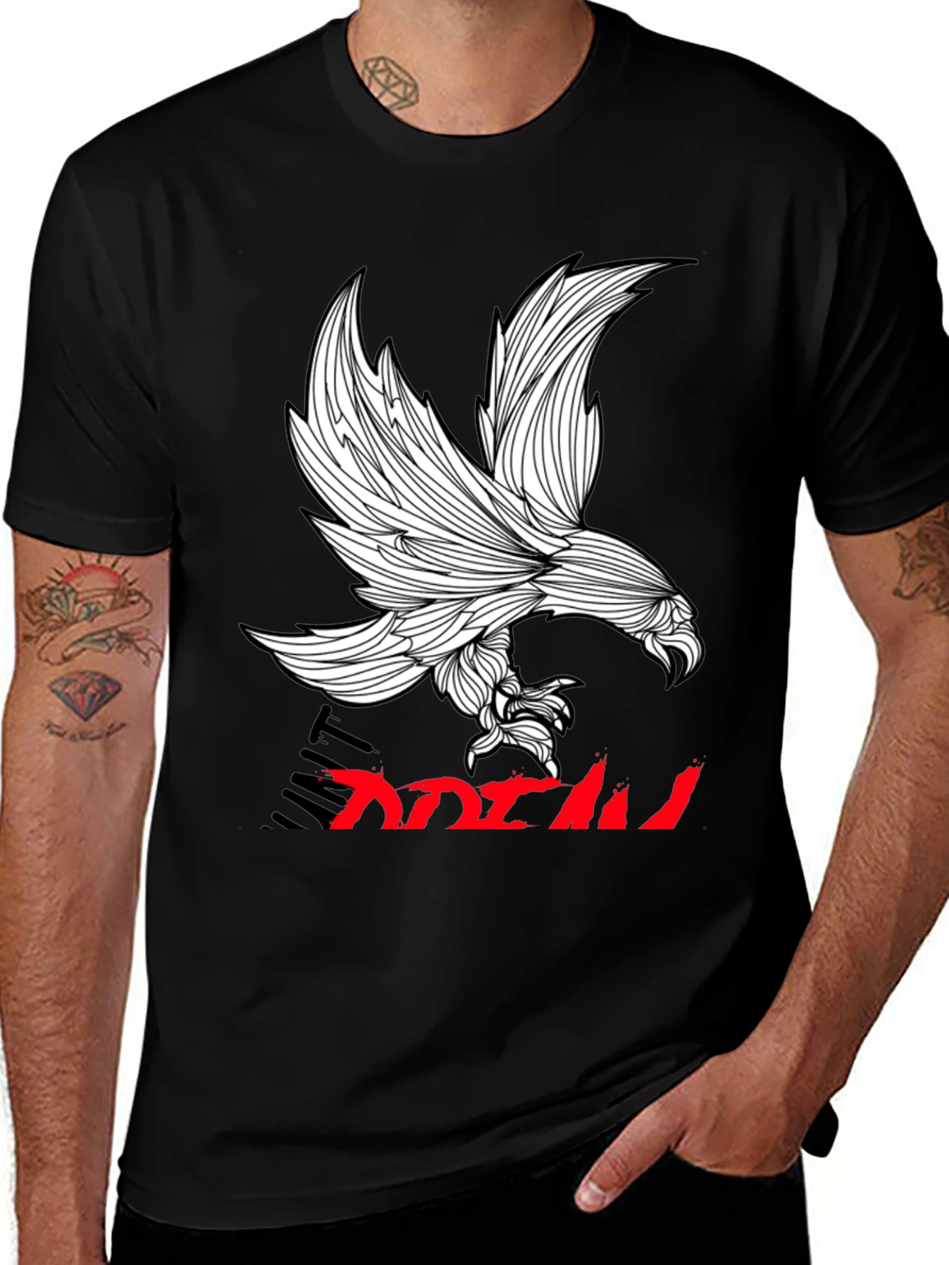 Variant 16 of Eagle Graphic Print Black T-Shirt
