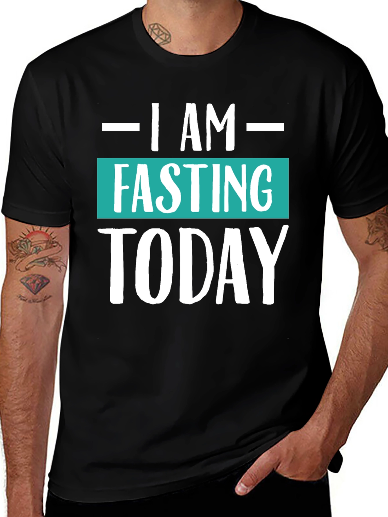 Variant 14 of I Am Fasting Today Graphic Tee - Men's Black T-Shirt