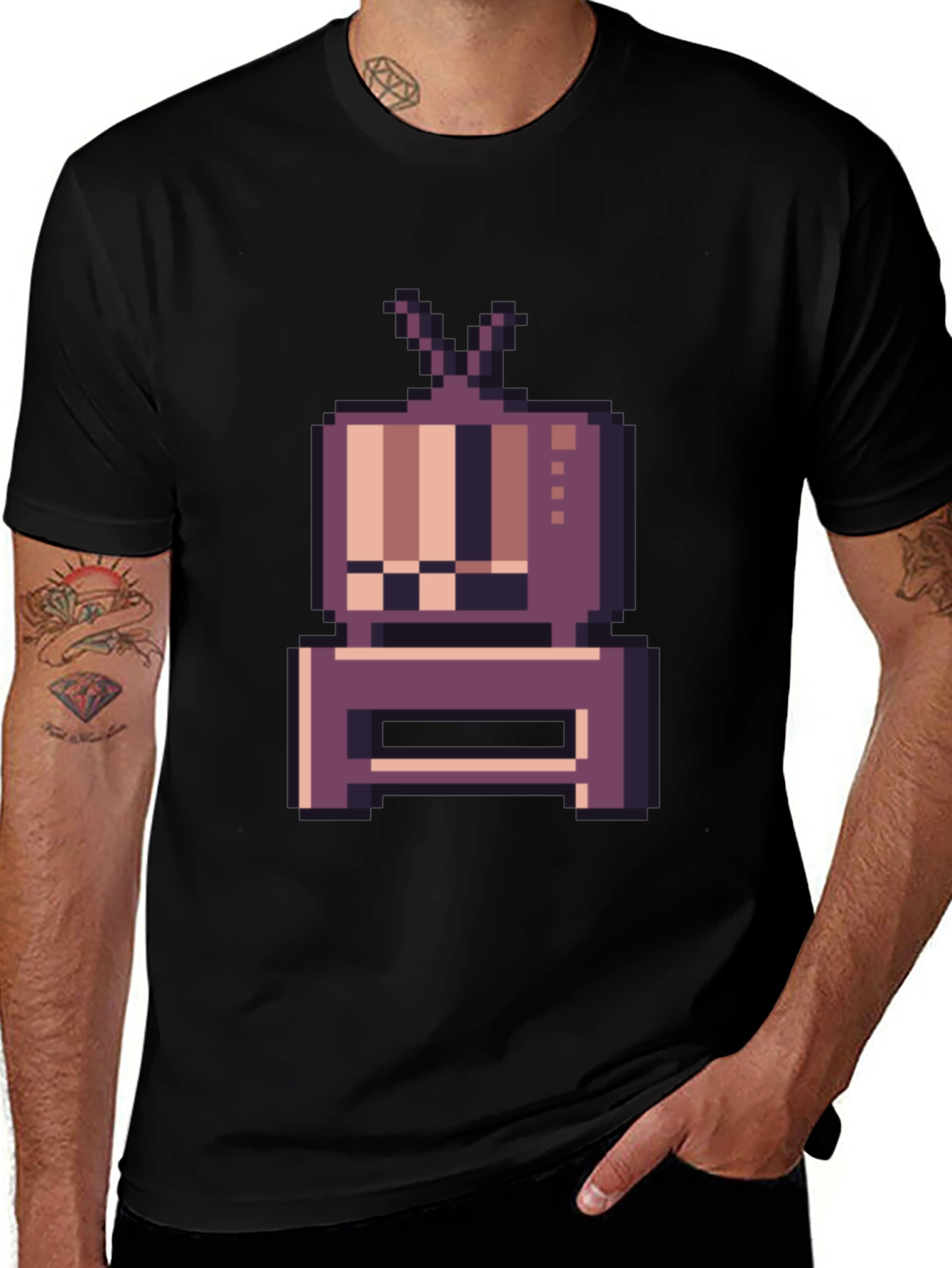 Variant 11 of Retro Pixel TV Graphic Tee - Black Unisex T-Shirt