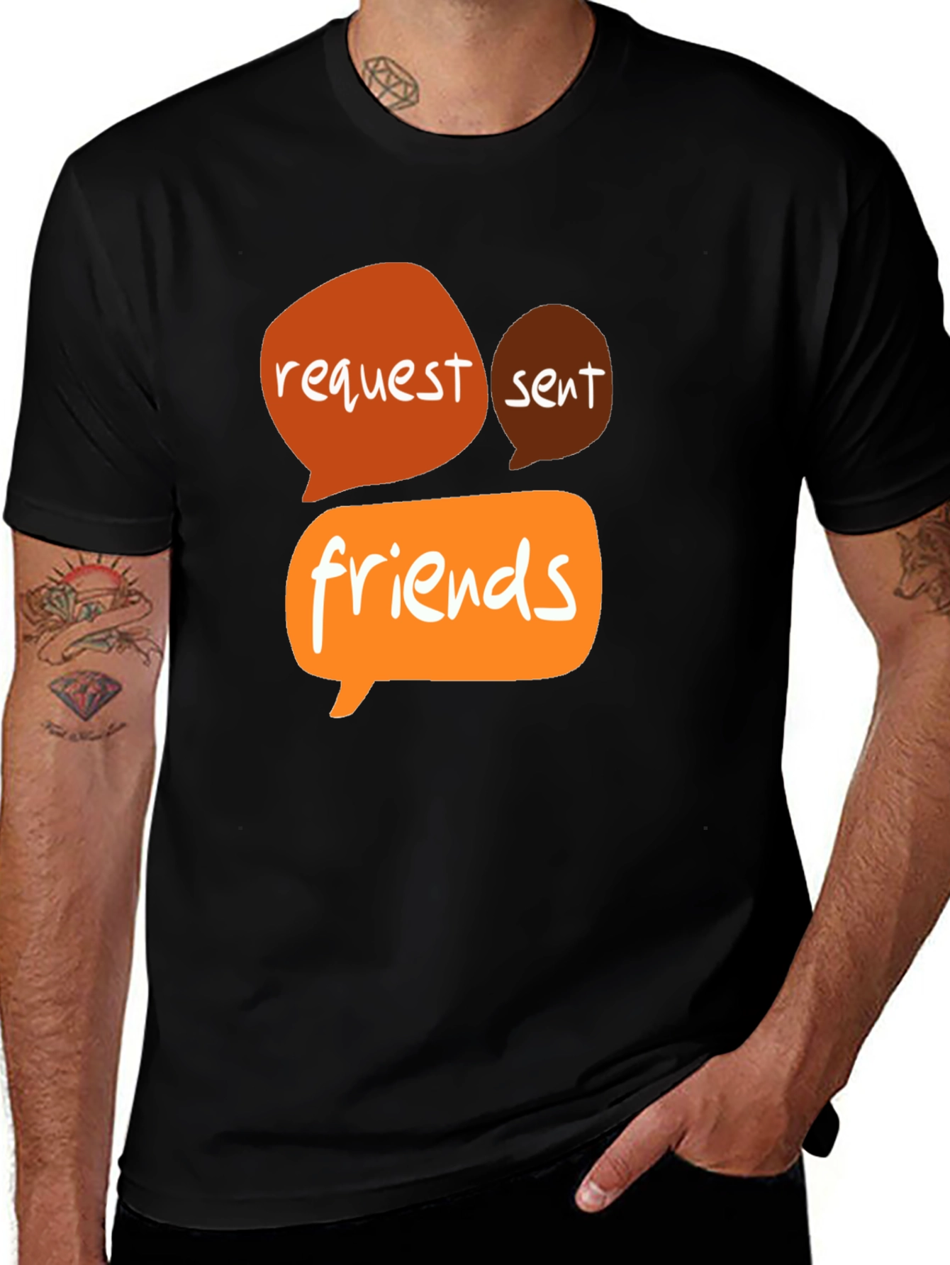 Variant 23 of Request Sent Friends Graphic Tee - Black
