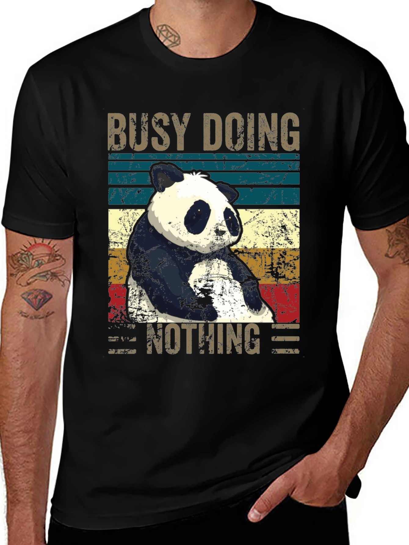 Variant 26 of Busy Doing Nothing Panda T-Shirt - Relaxed Style
