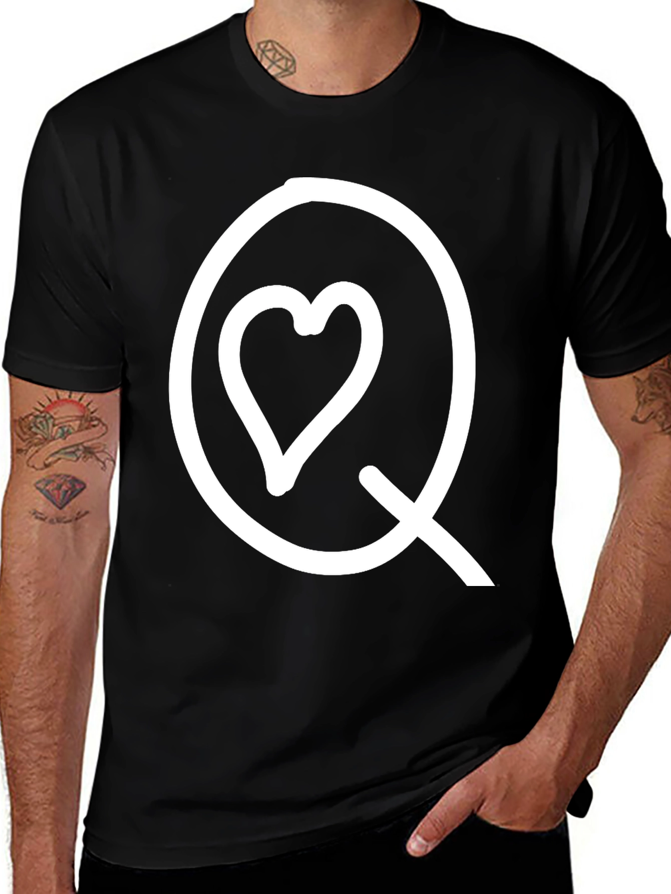 Variant 23 of Heart-Q Graphic Print Black T-Shirt