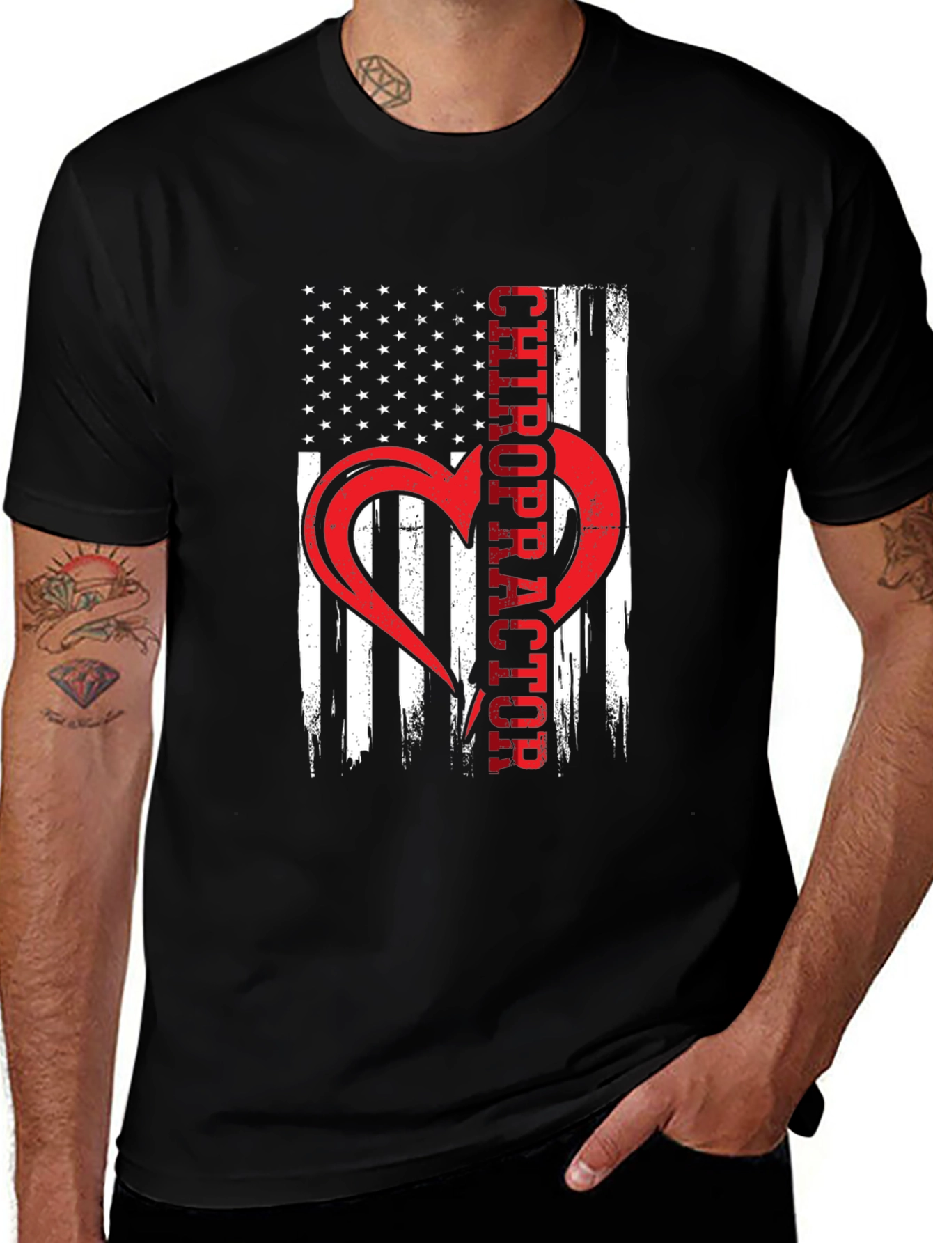 Variant 21 of Chiropractor American Flag Heart T-Shirt