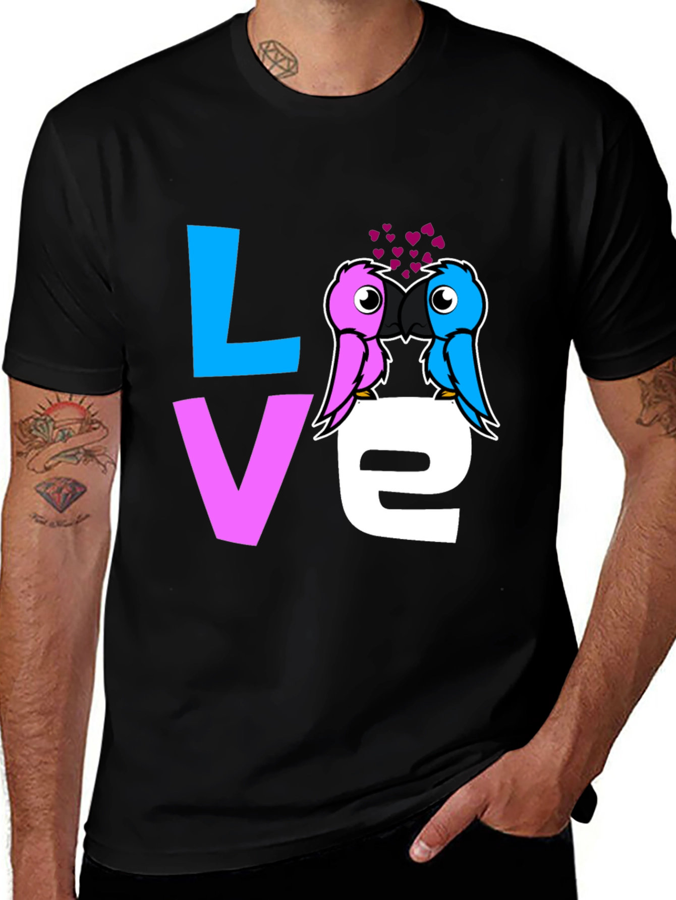Variant 13 of Love Birds Graphic Tee - Black Cotton T-Shirt