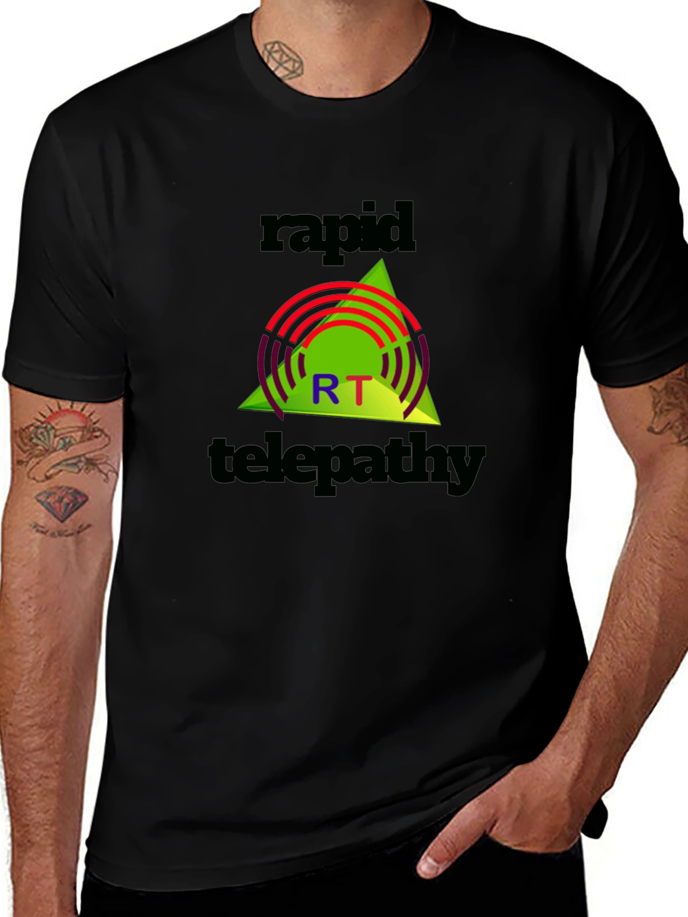 Variant 28 of Rapid Telepathy Graphic Tee - Black Cotton Shirt