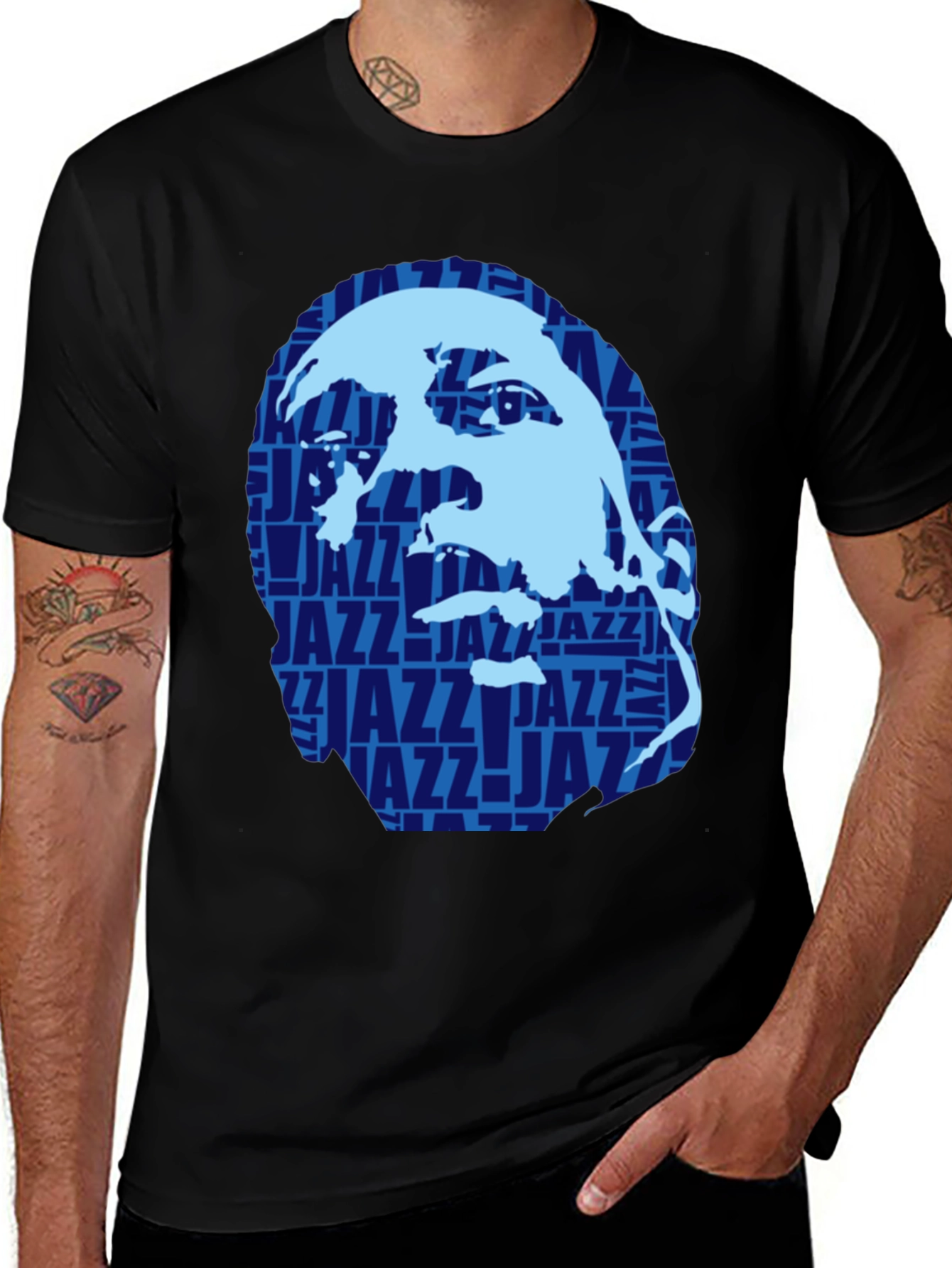 Variant 11 of Jazz Silhouette Graphic Tee - Men's Black T-Shirt