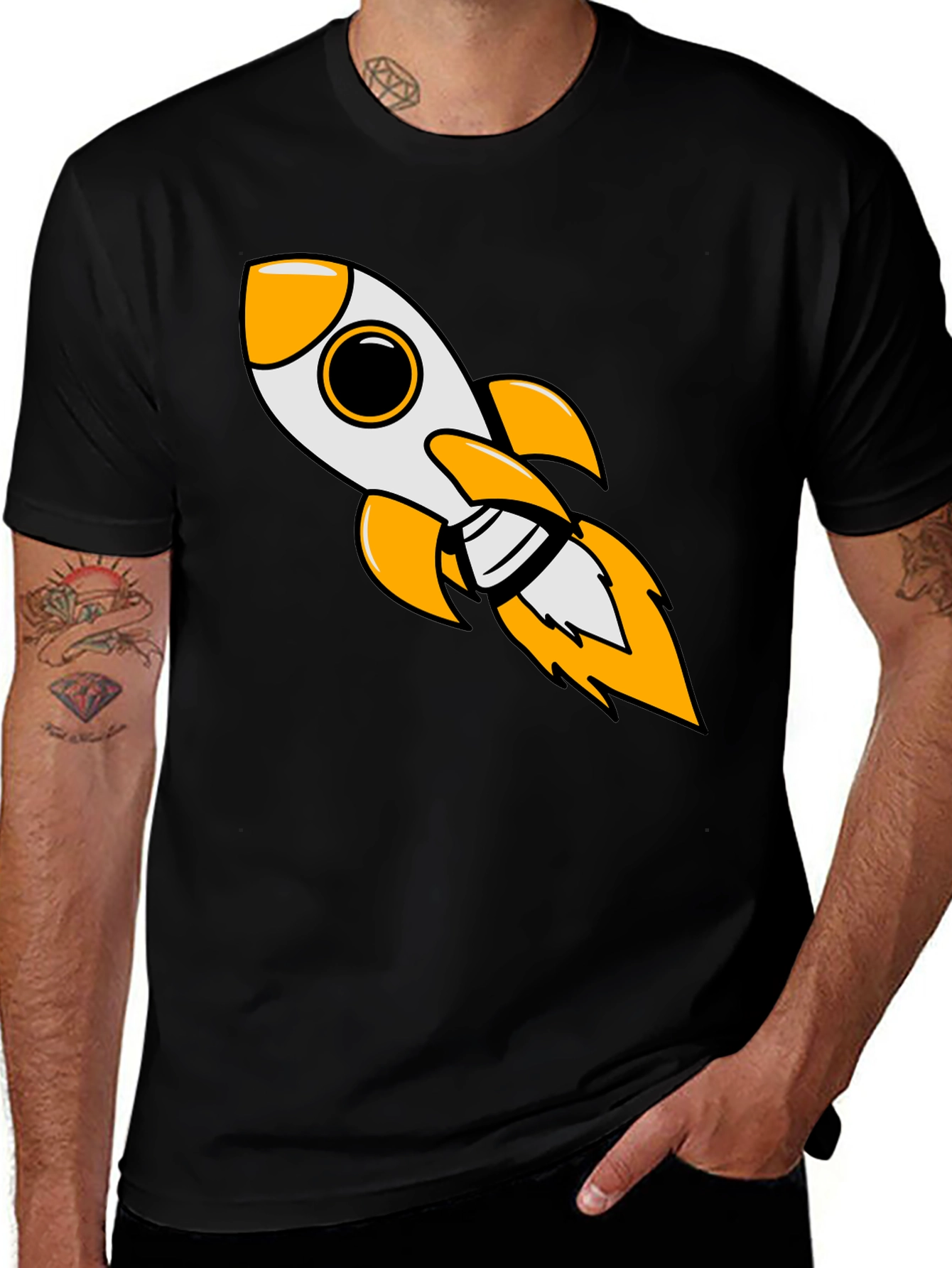 Black Rocket Blast Men's Black Graphic Tee main image