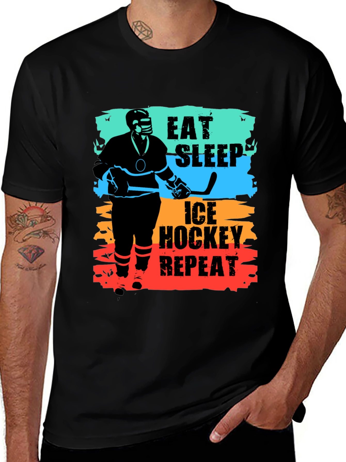 Variant 9 of Eat Sleep Ice Hockey Repeat T-Shirt - Hockey Fan Apparel