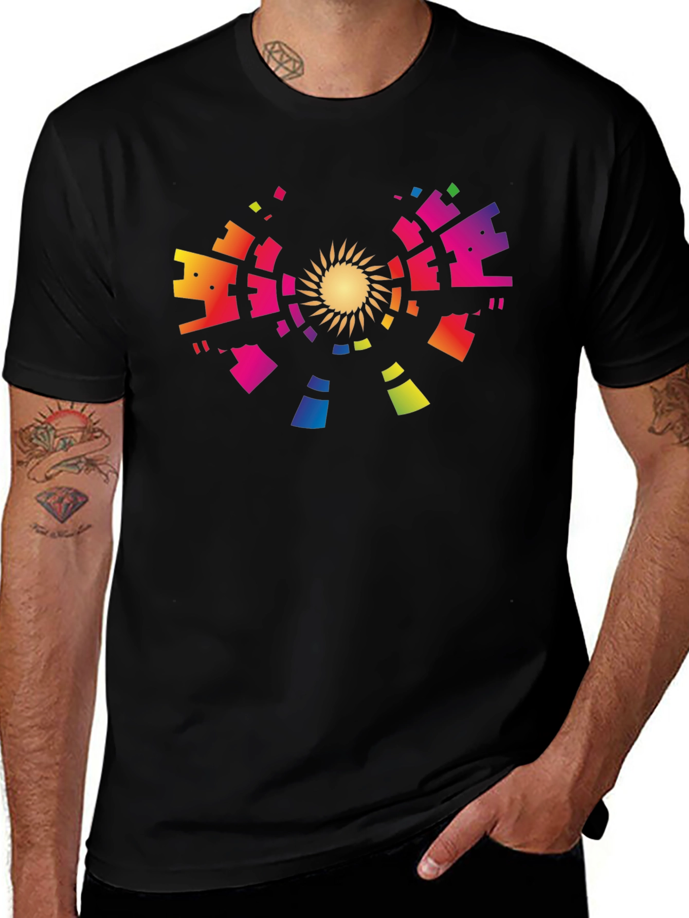 Variant 25 of Abstract Rainbow Sun Graphic Tee