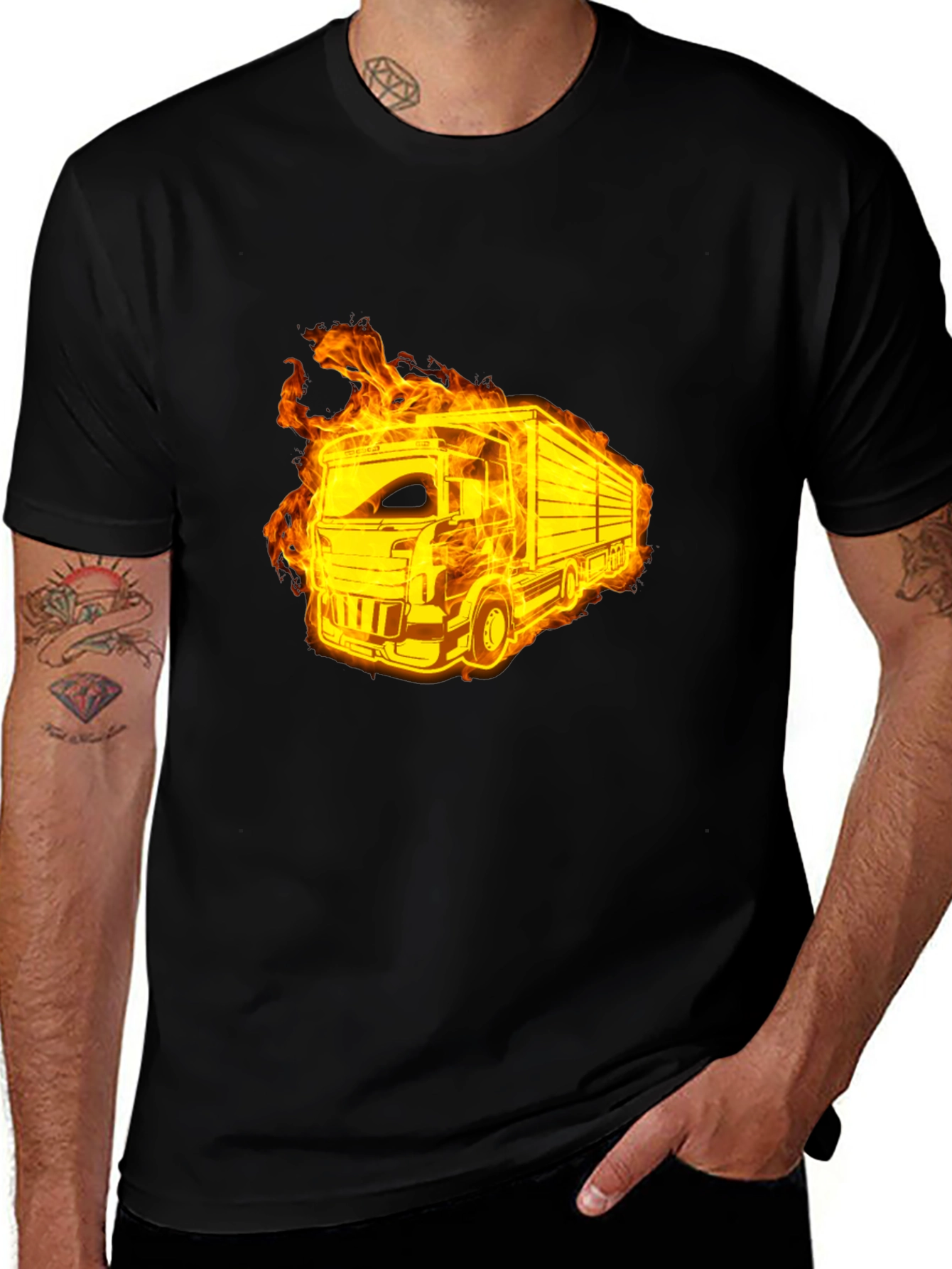 Variant 30 of Flaming Truck Black T-Shirt
