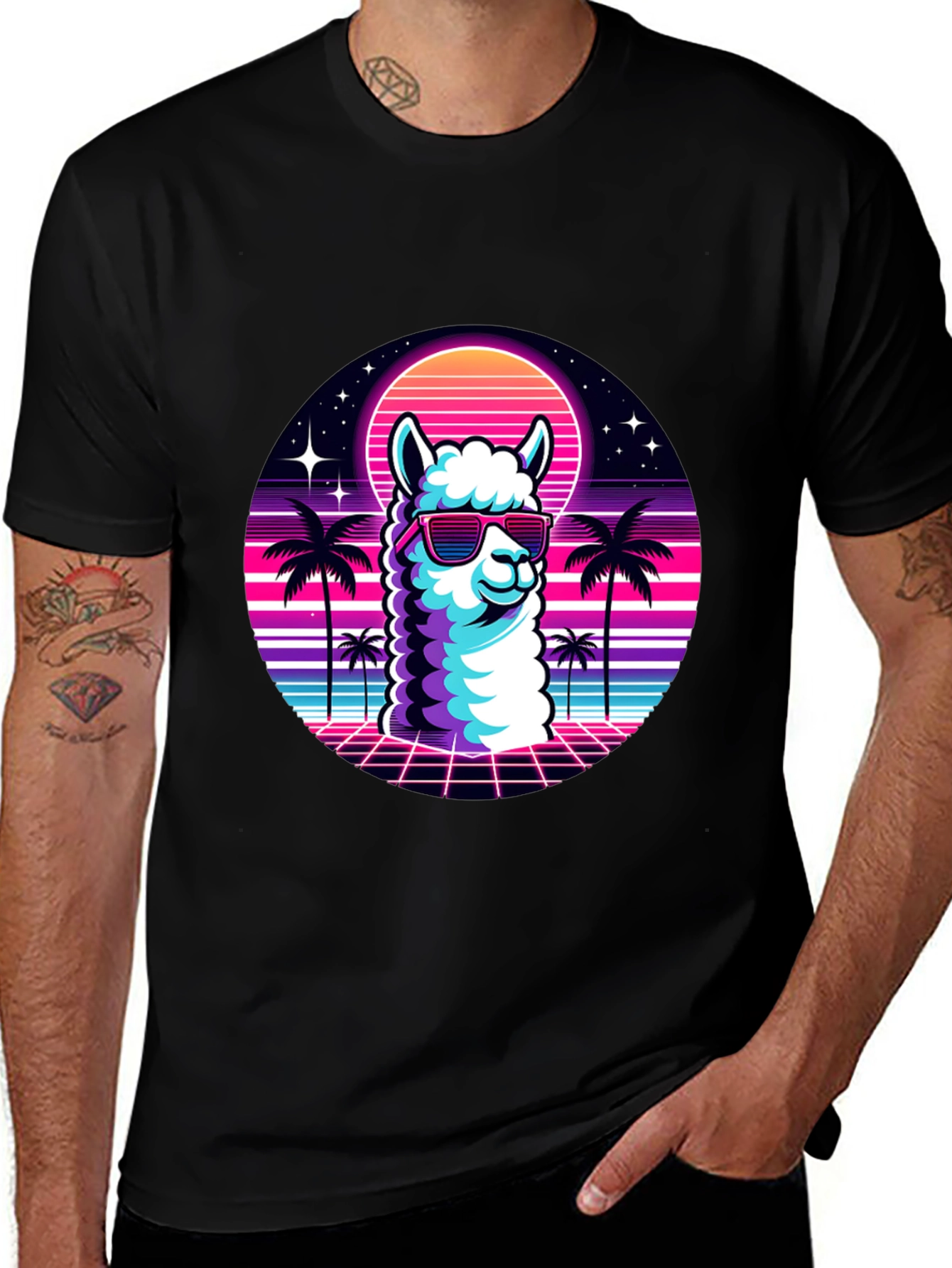 Variant 9 of Retro Llama T-Shirt - 80s Vibes