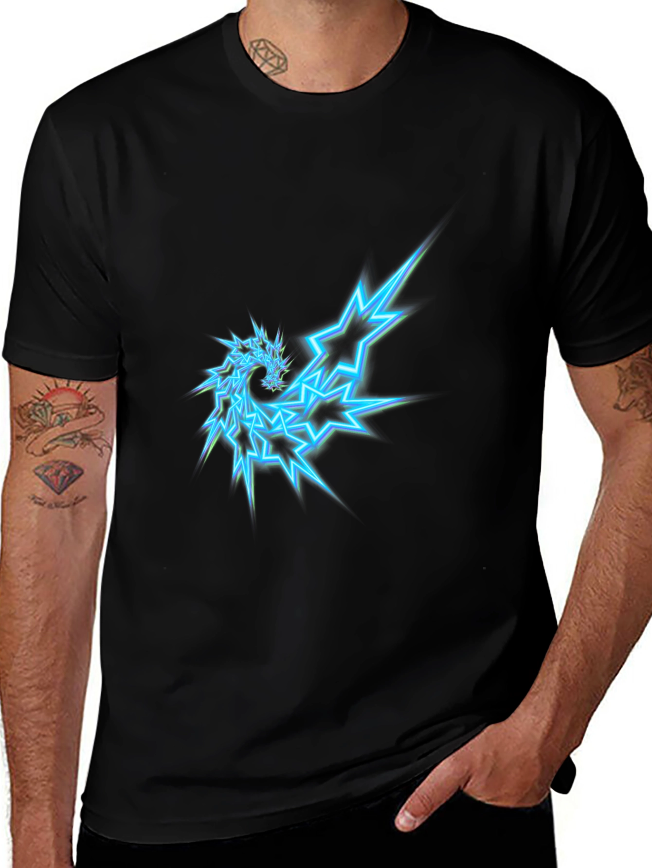 Black Electric Dragon Graphic Tee - Cool Casual Style main image