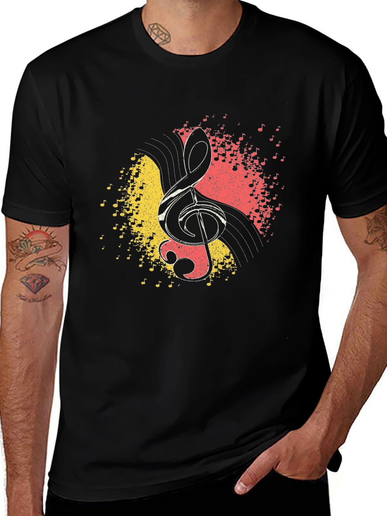 Variant 28 of Musical Clef Graphic Tee - Black Cotton T-Shirt