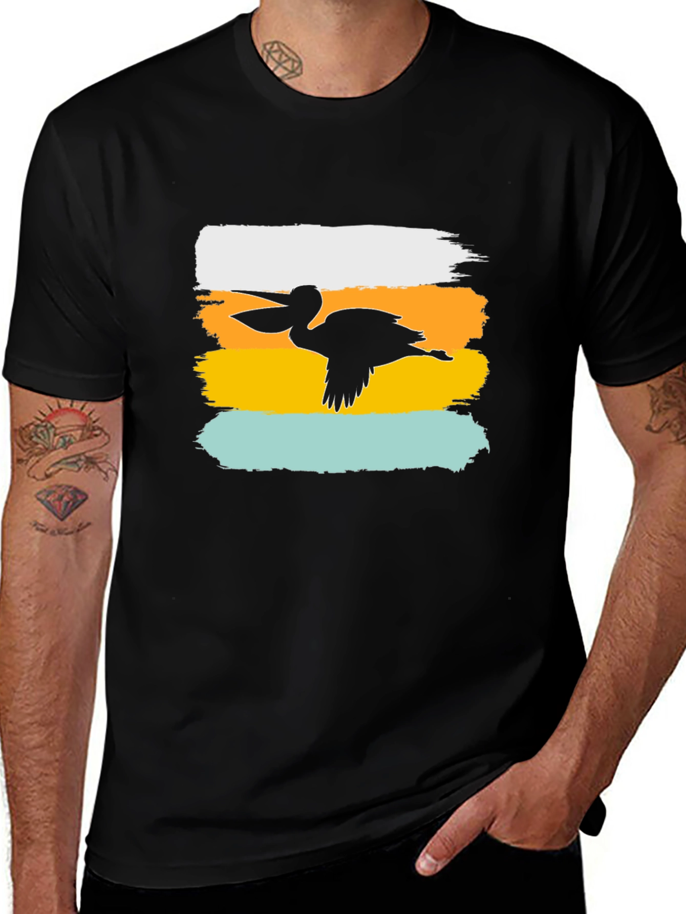 Variant 15 of Pelican Silhouette Graphic Tee - Brush Stroke Design