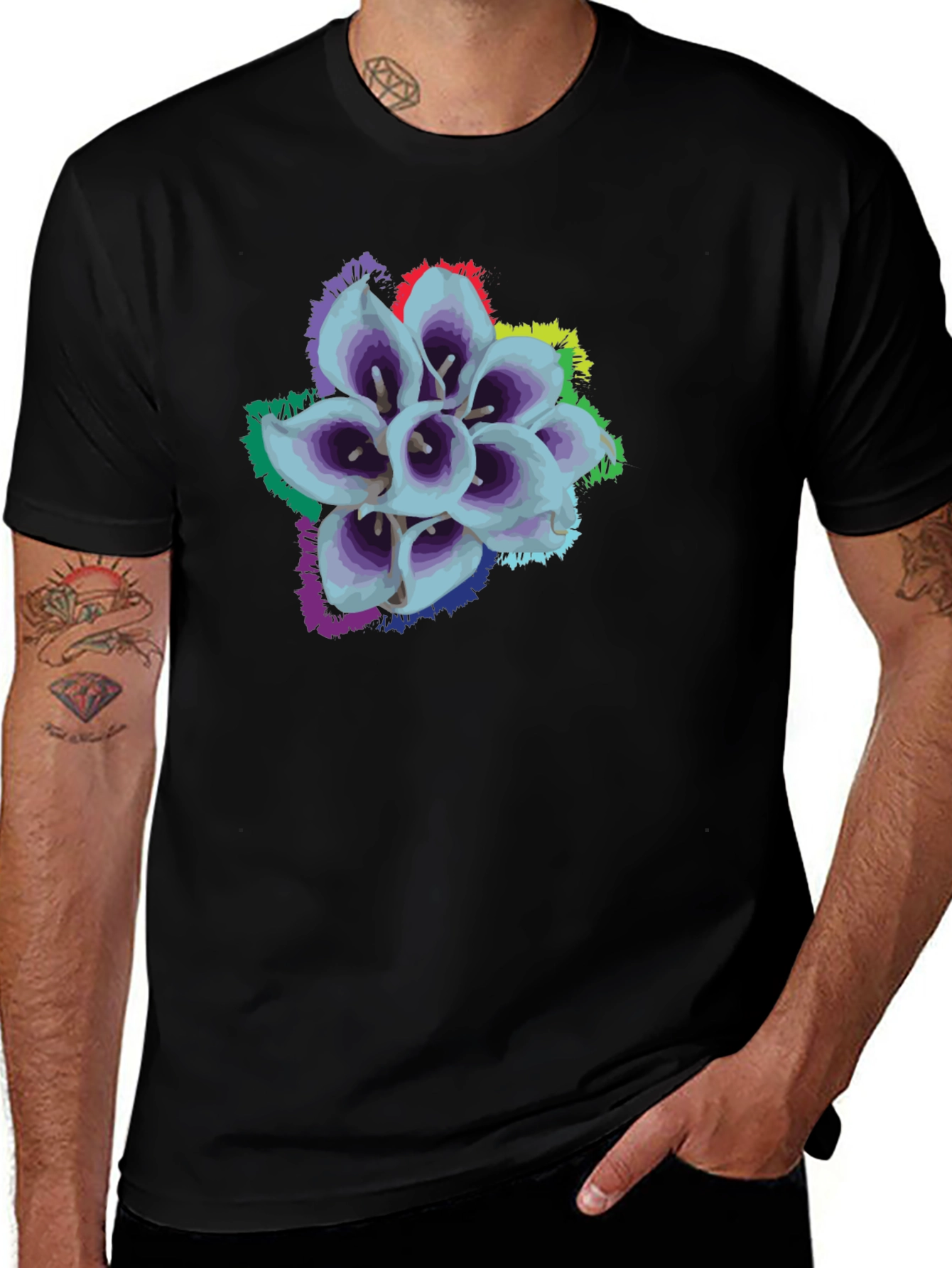 Variant 3 of Floral Graphic T-Shirt - Unique Colorful Lily Design