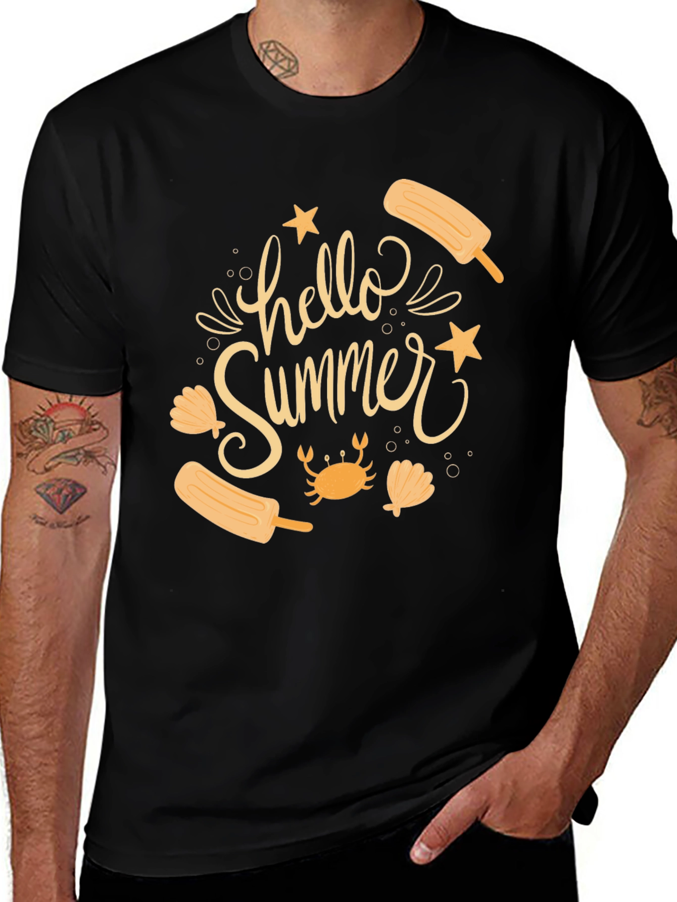 Variant 3 of Hello Summer Graphic Tee - Black Casual T-Shirt