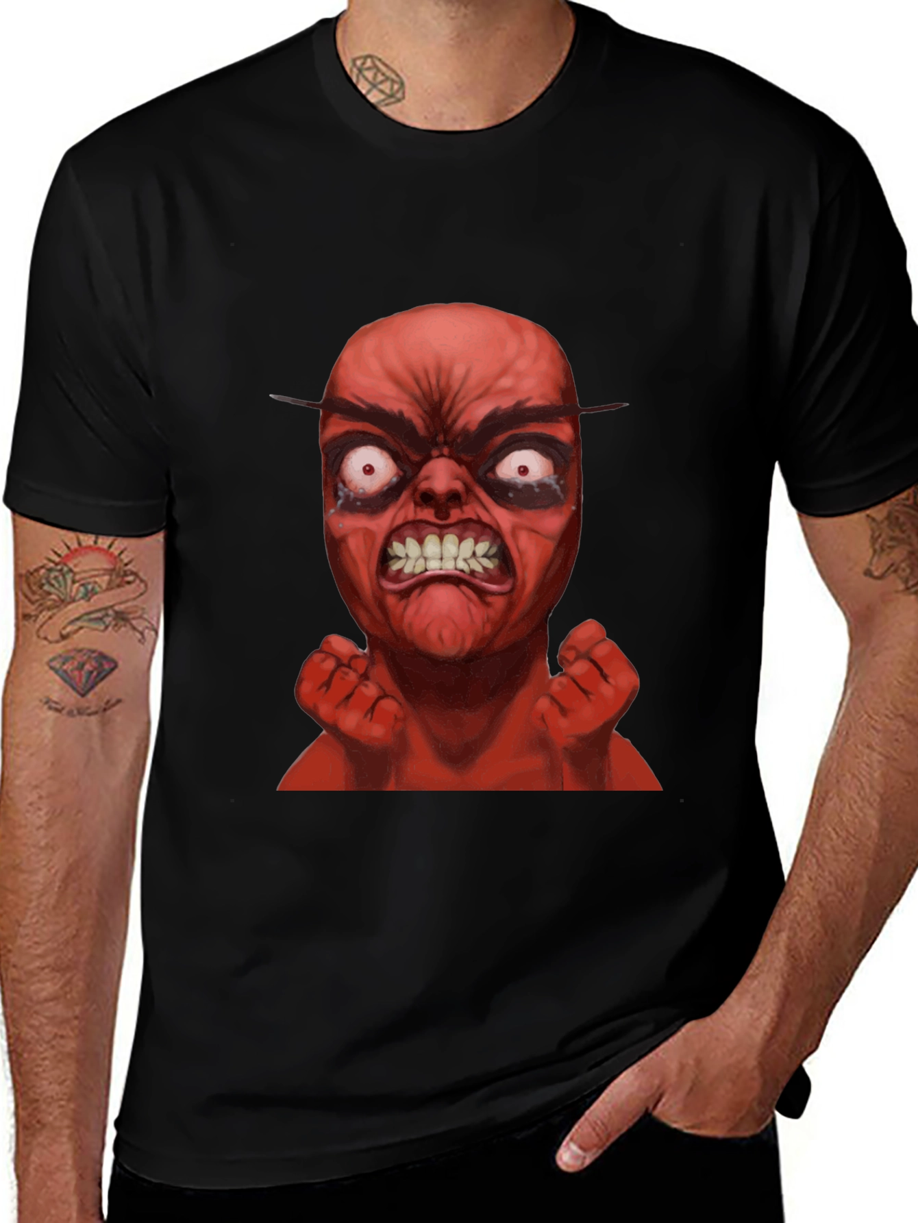 Black Angry Red Character Graphic T-Shirt main image